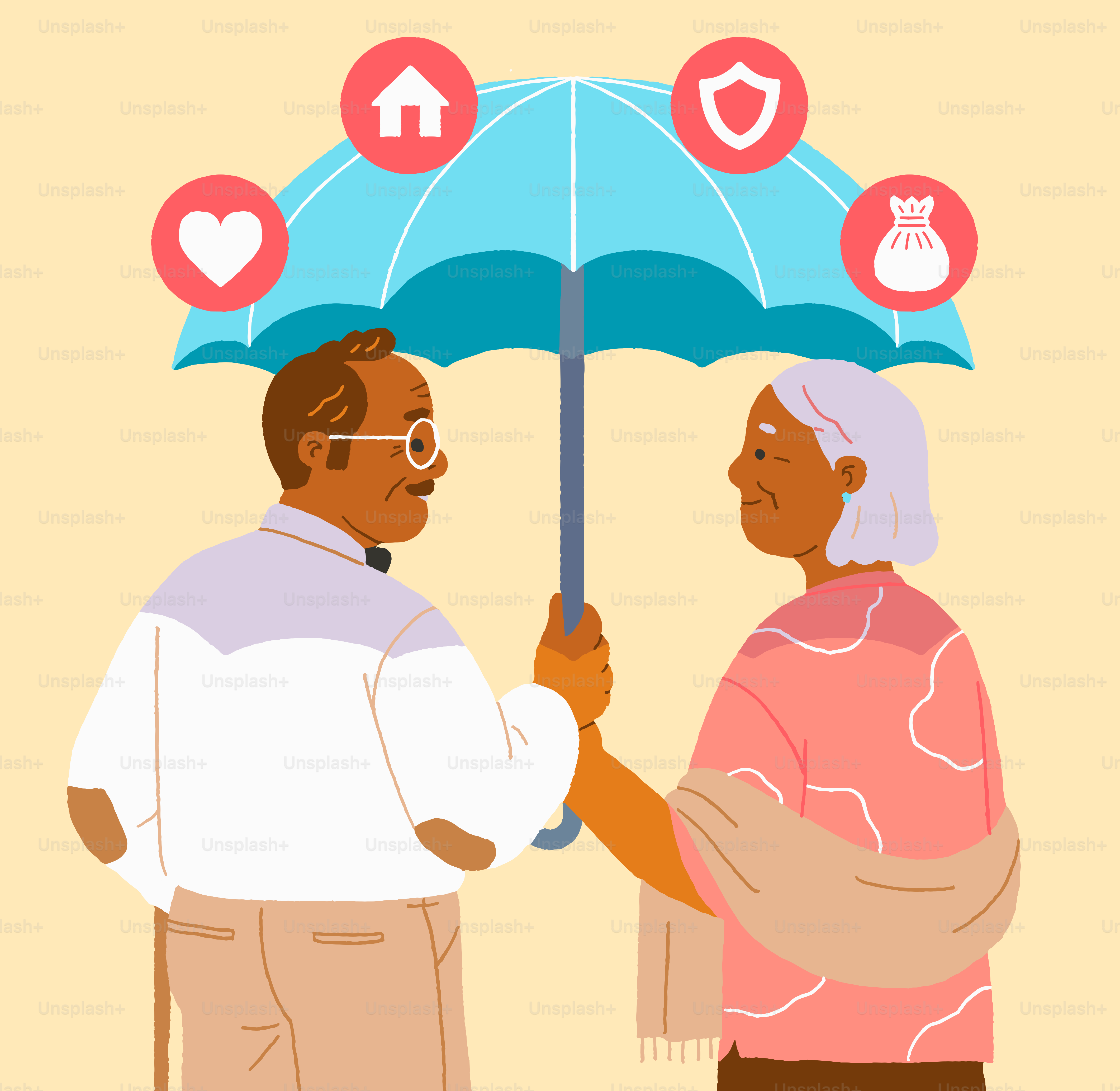Les personnes âgées sont protégées par une assurance parapluie.