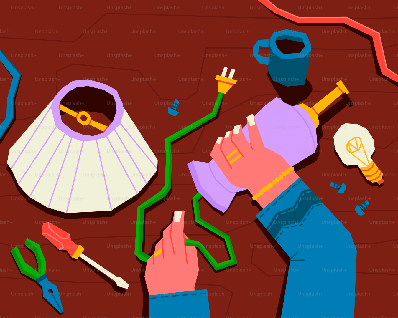 Qualcuno sta riparando una lampada.