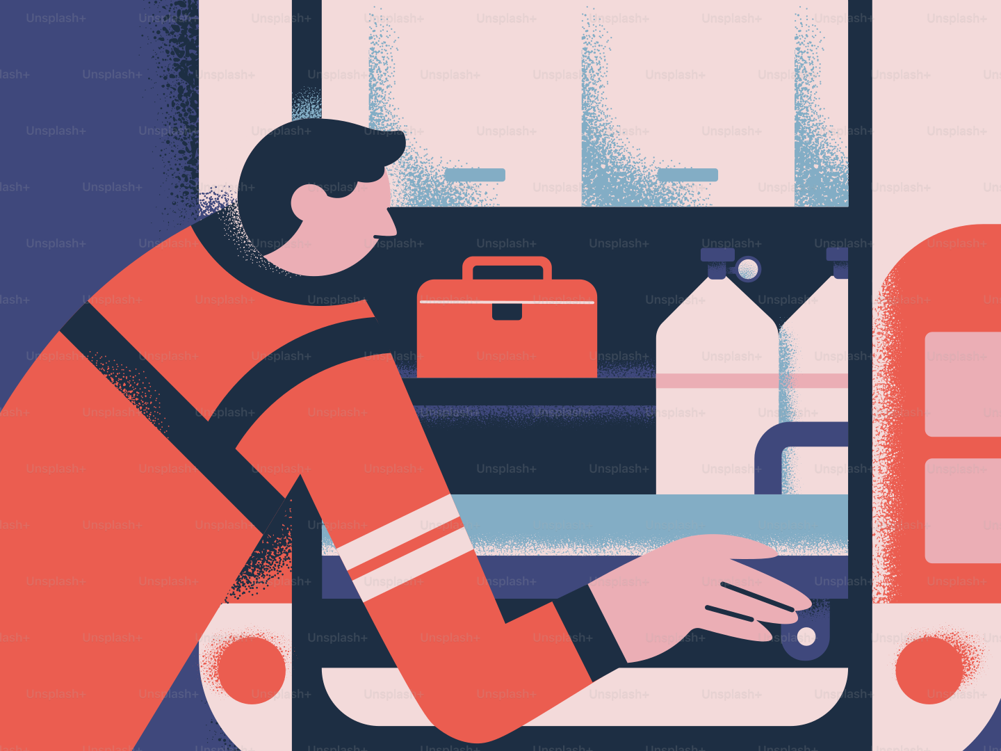 Man opening a cabinet containing items.