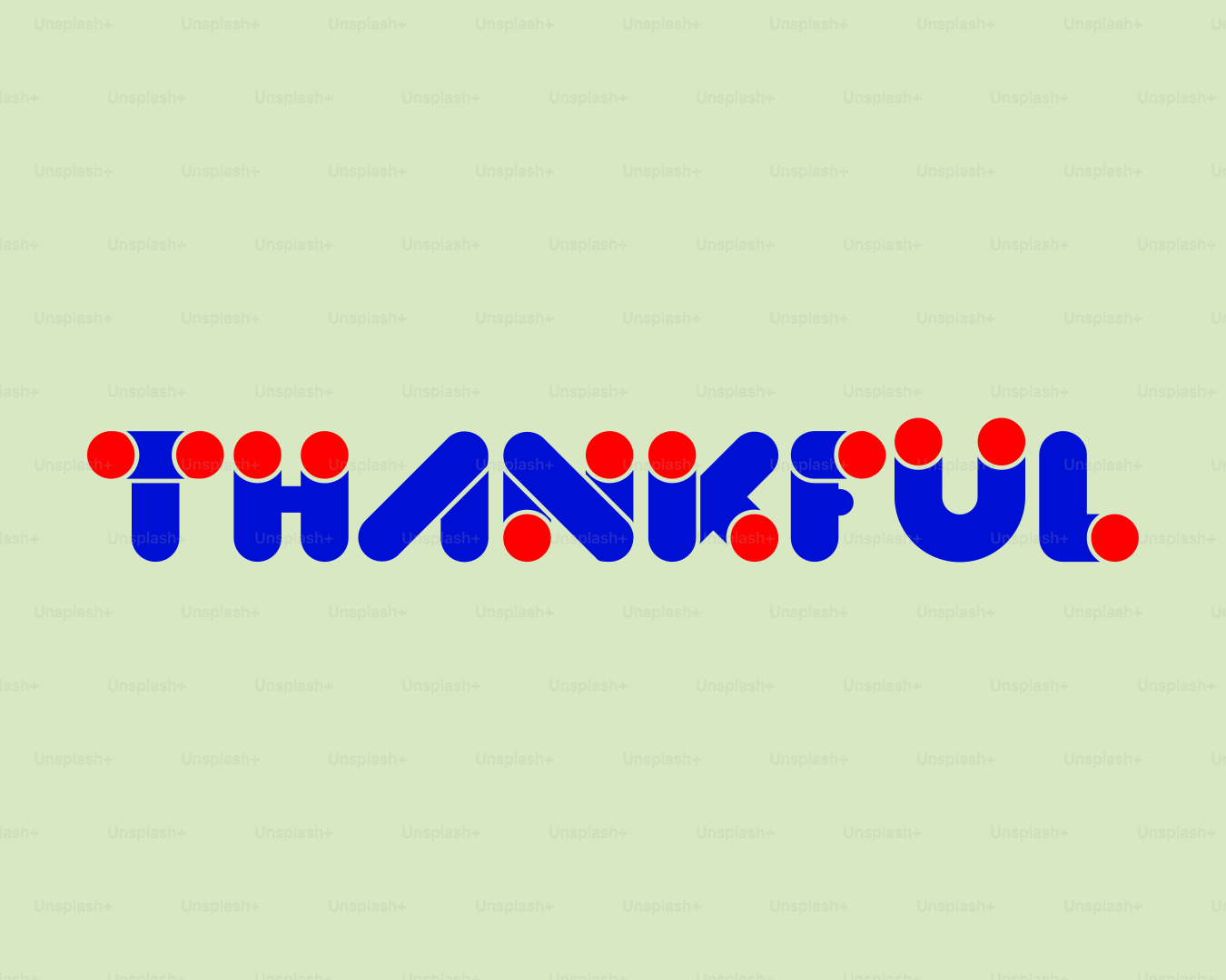 The image shows the word "thankful".