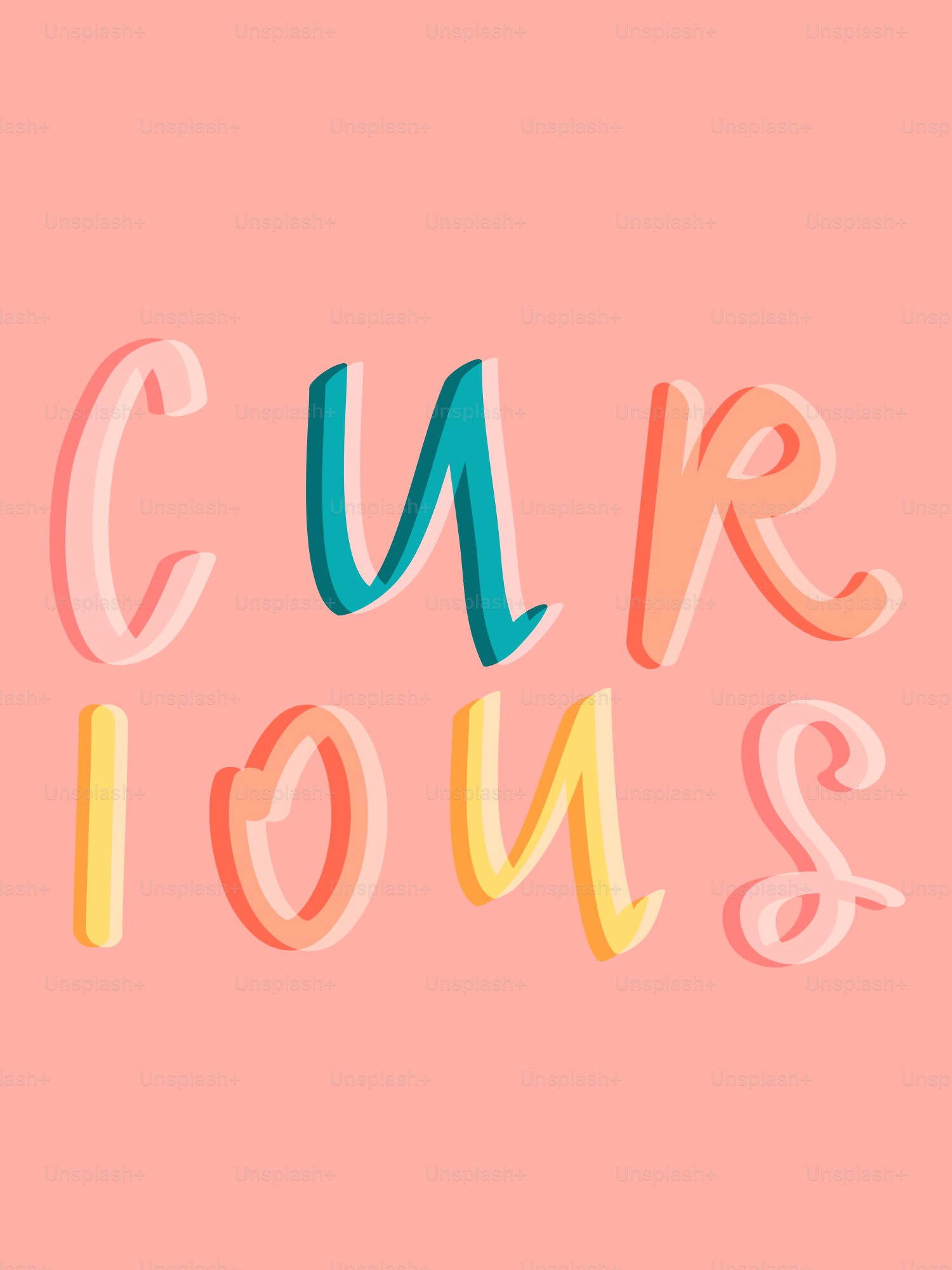 The word "curious" is displayed in colorful letters.