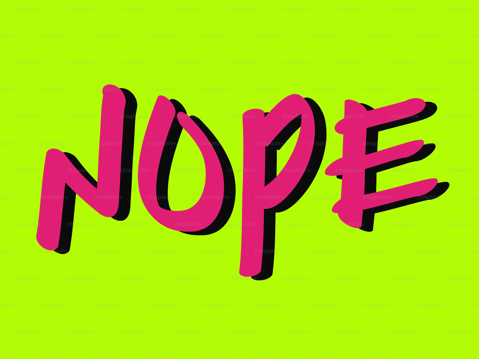 The image displays the word "nope" in bold letters.