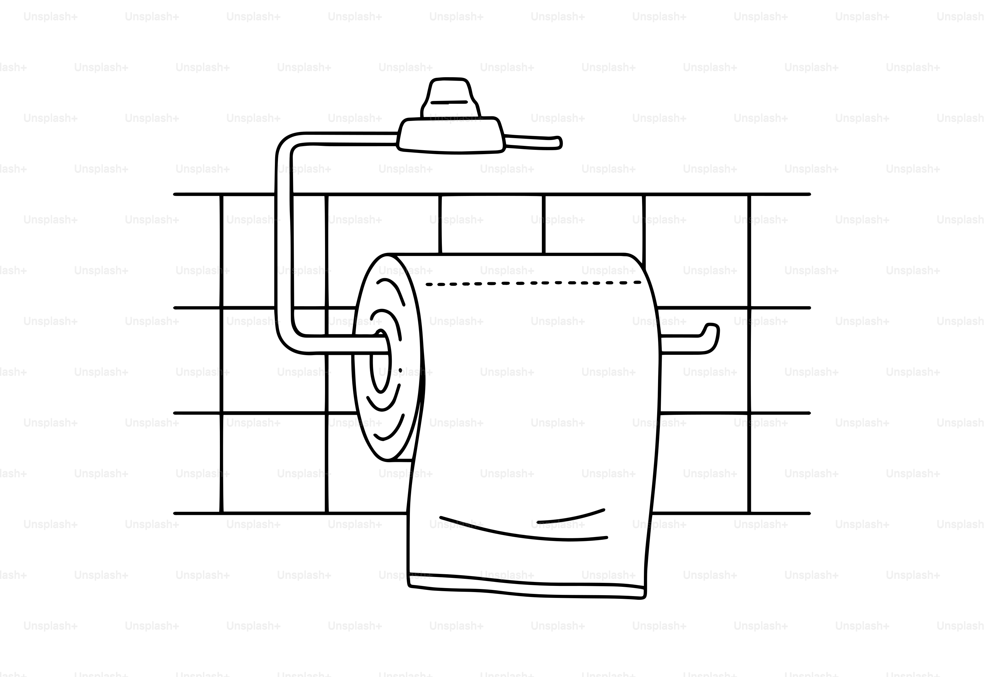 Rouleau de papier toilette sur un support contre un mur carrelé.