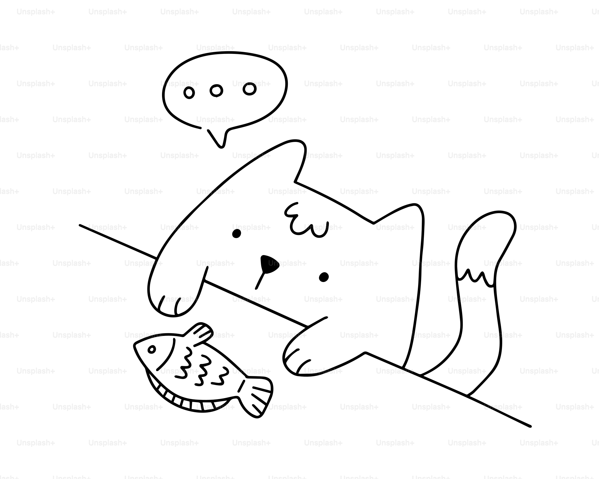 A cute cat contemplates eating the fish.