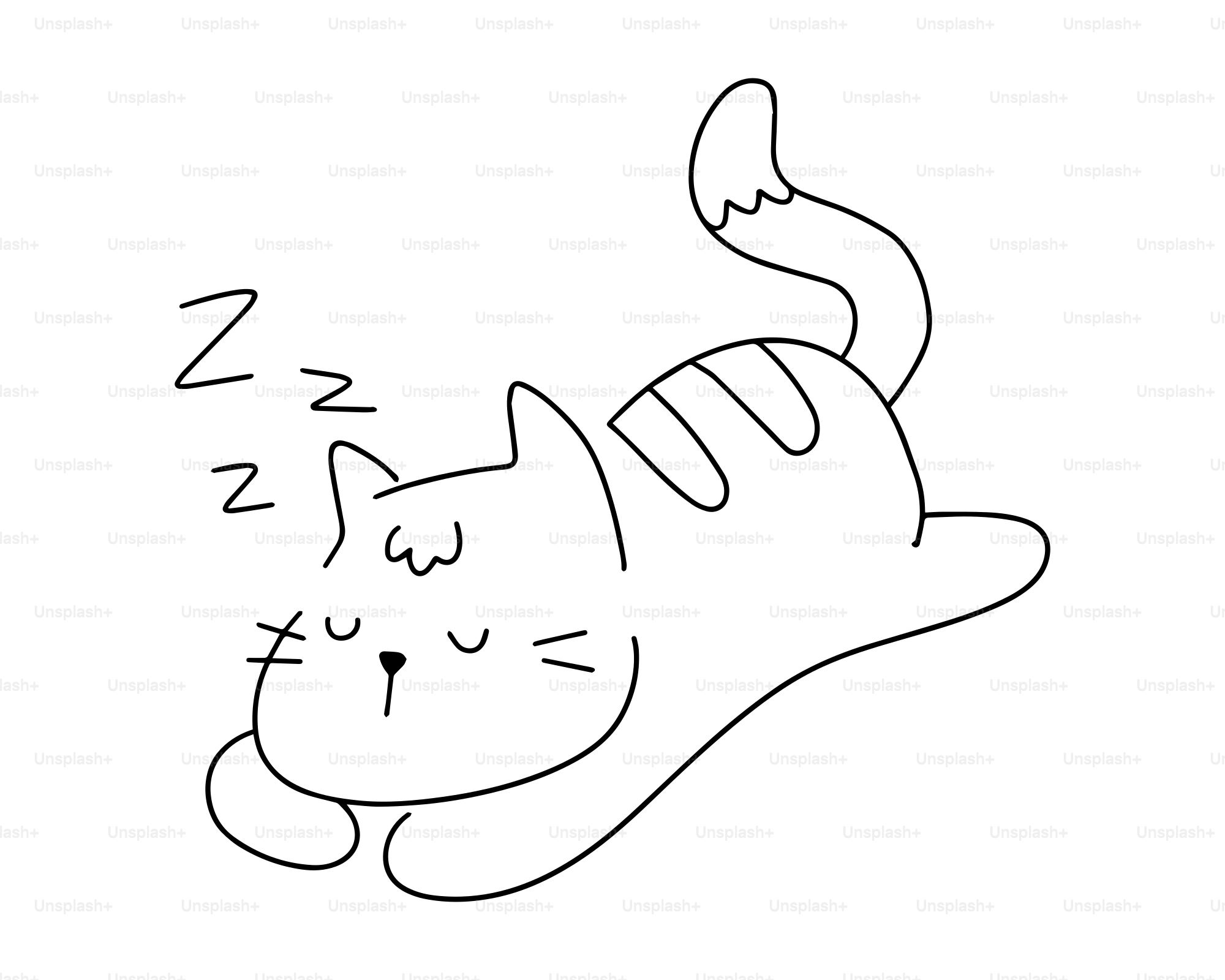 A sleeping cat is dreaming zzzzz.