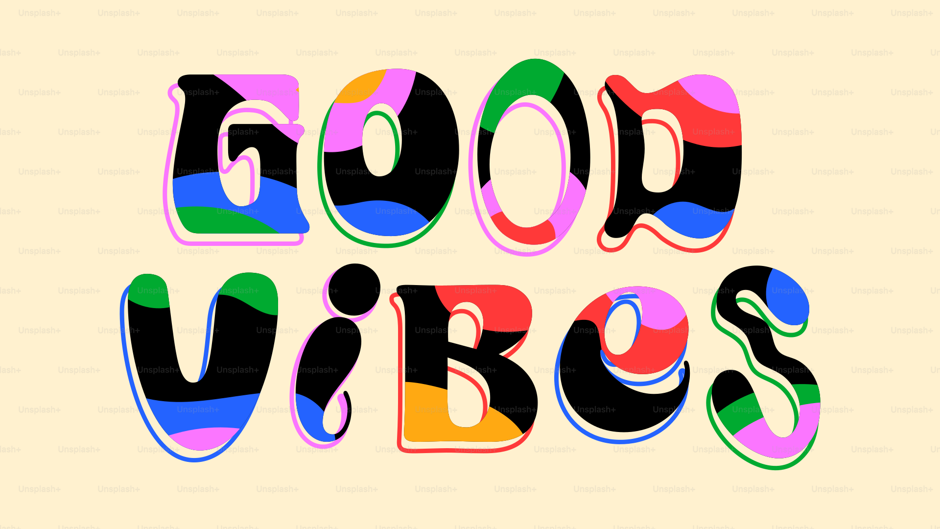 Buone vibrazioni in un carattere colorato e alla moda.