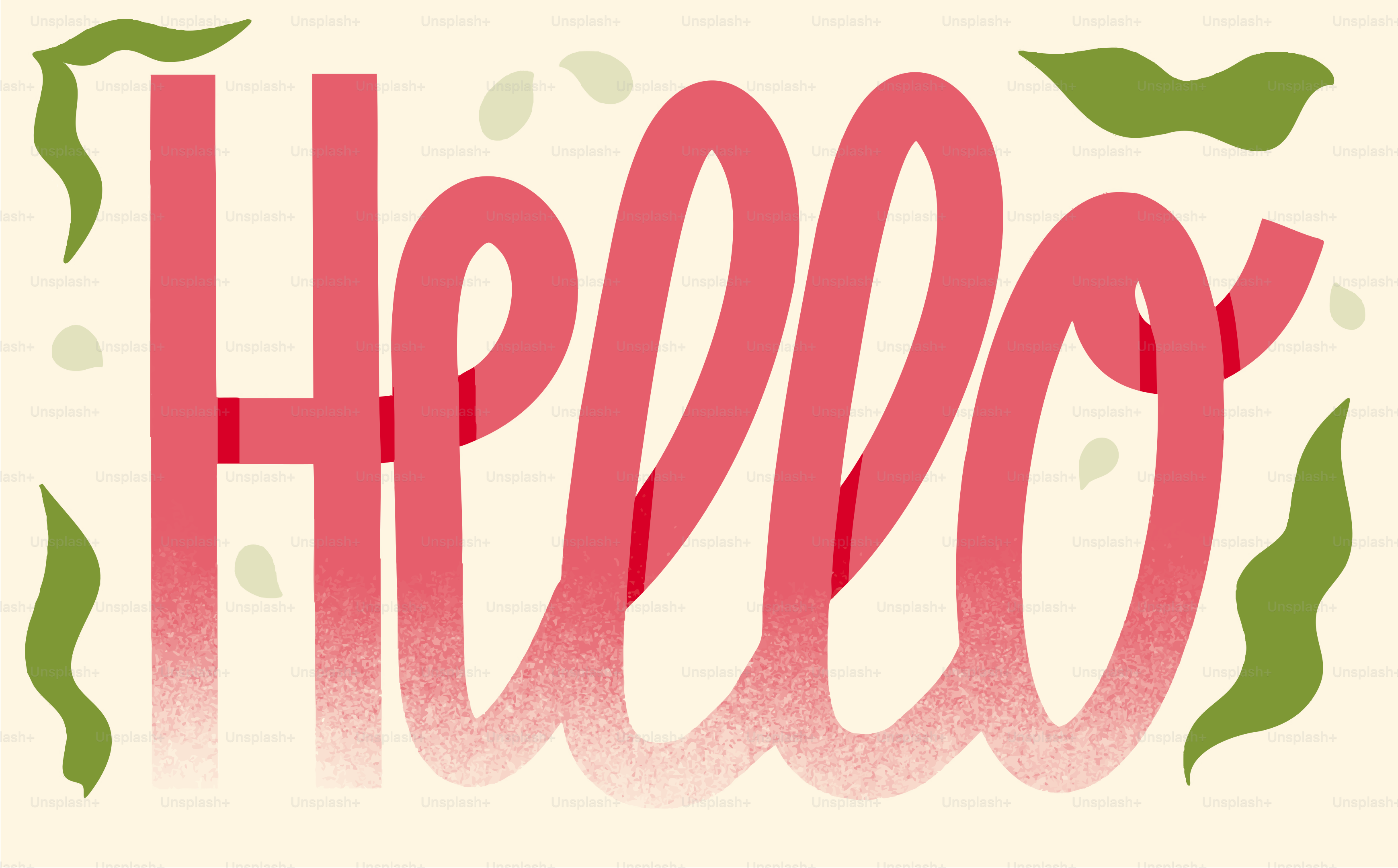 The word "hello" is written in bright letters.