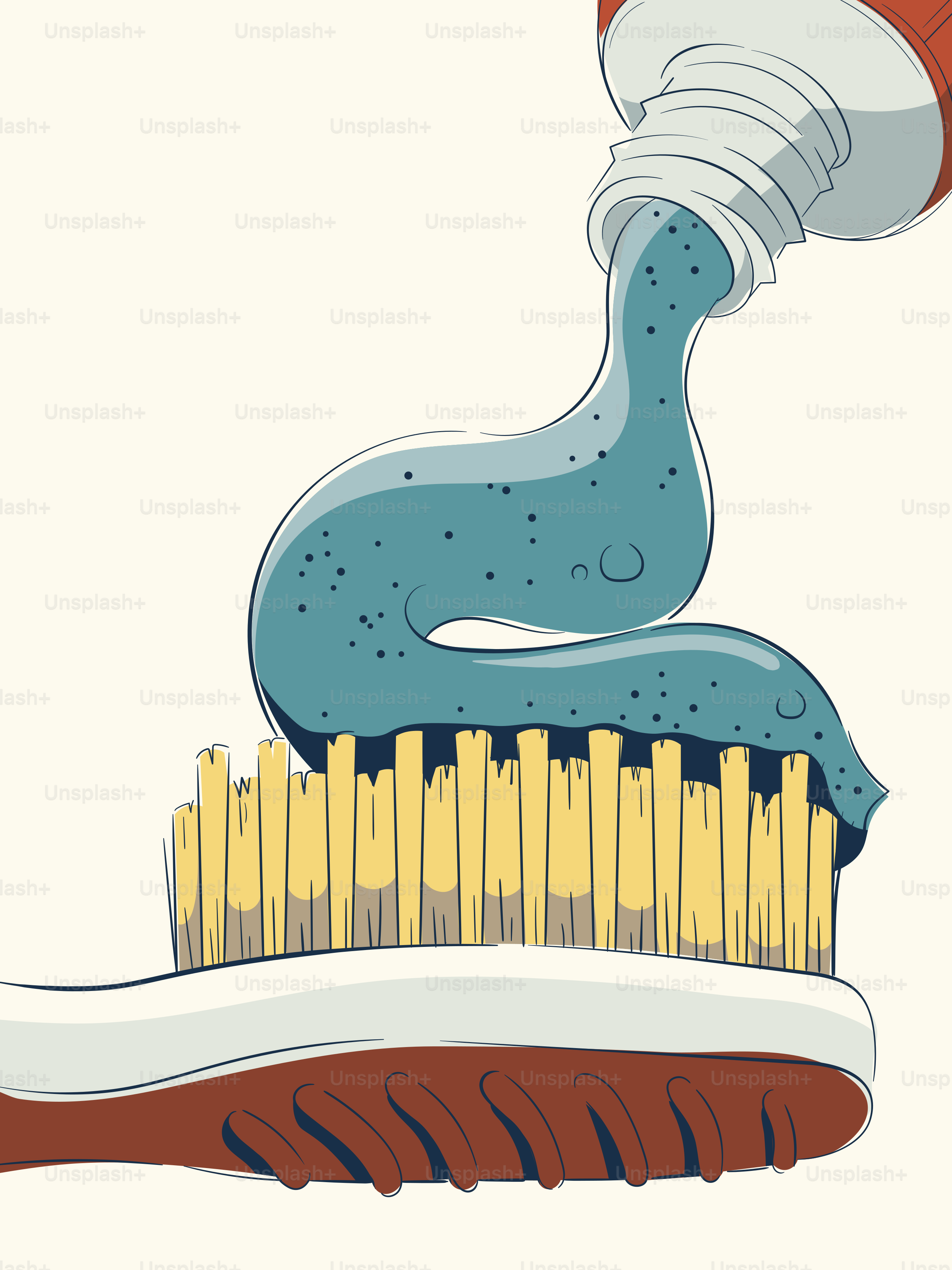 Dentifrice pressé sur une brosse à dents.