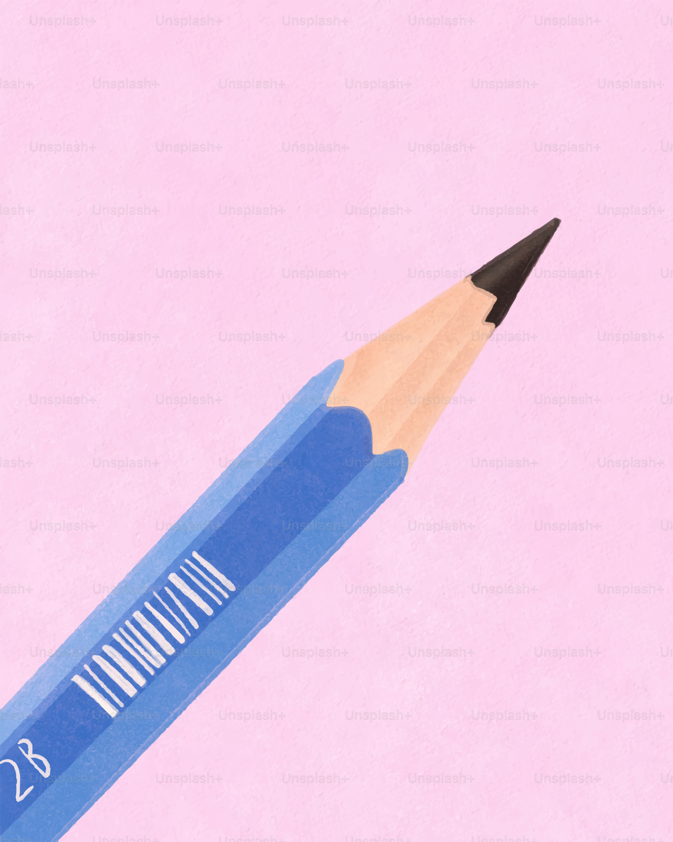 Ein blauer Bleistift ist vor rosa Hintergrund dargestellt.