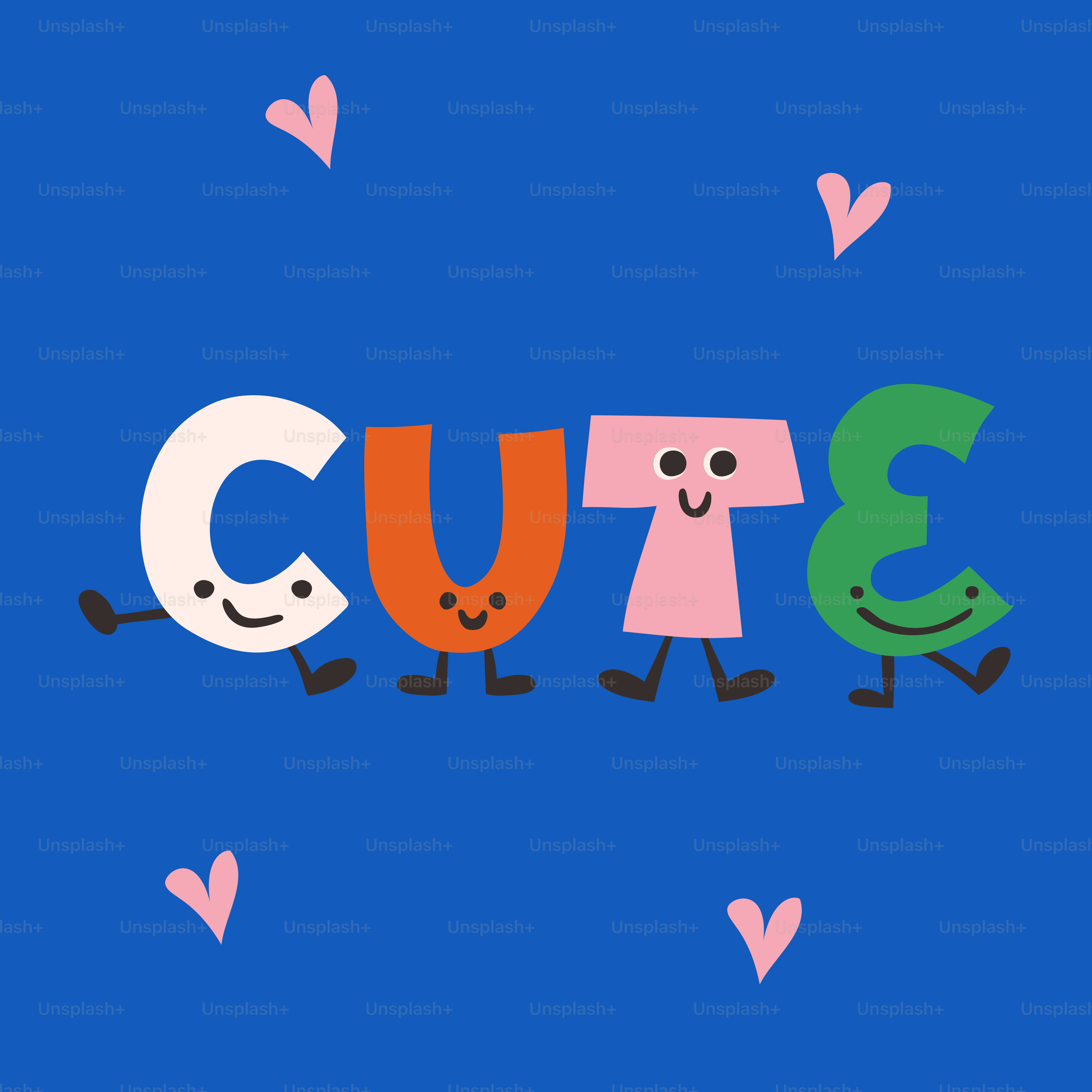 Letras e corações fofos em fundo azul. vetor – Imagem sobre Ilustração na  Unsplash, image size:3000x3000