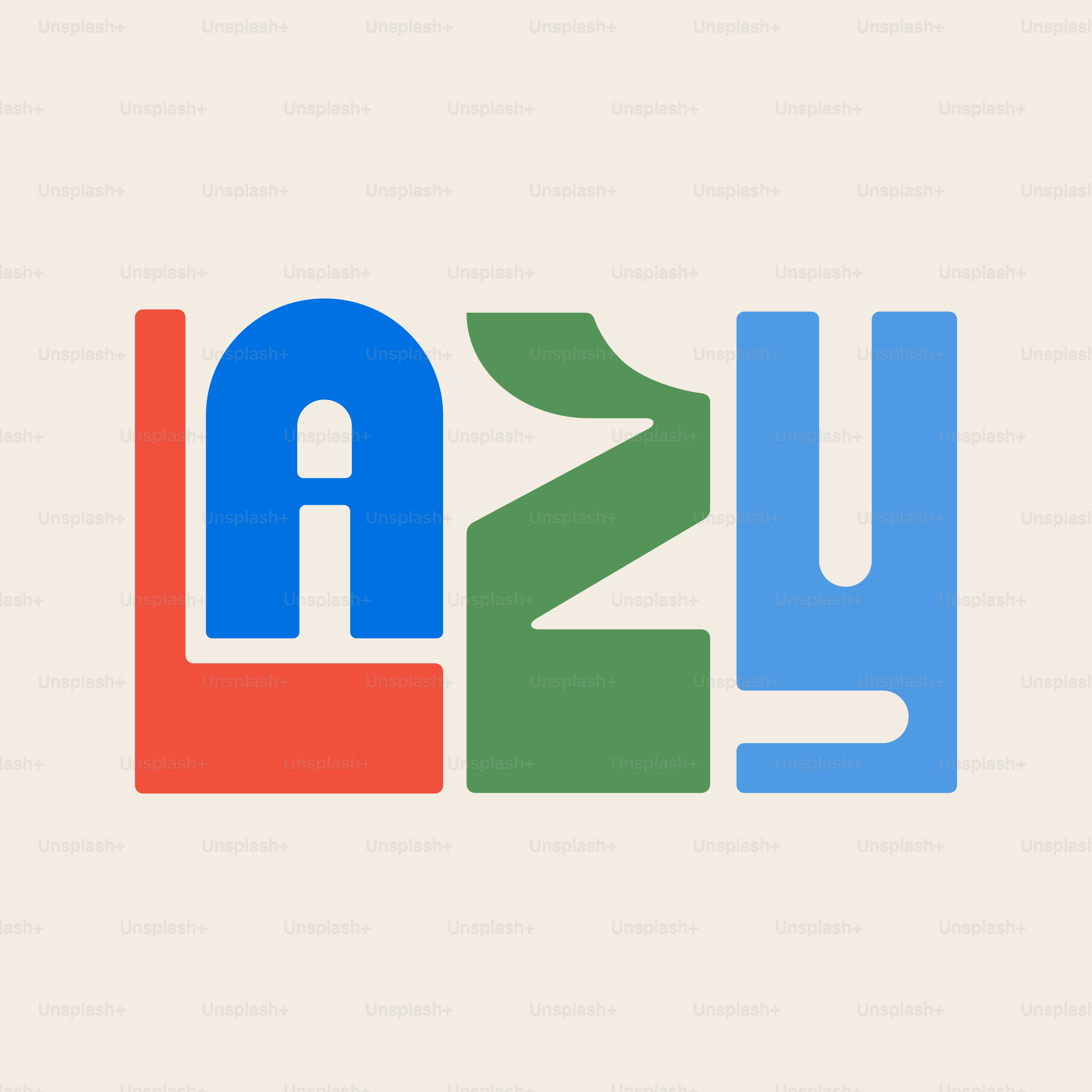 The word "lazy" is displayed in colorful blocks.