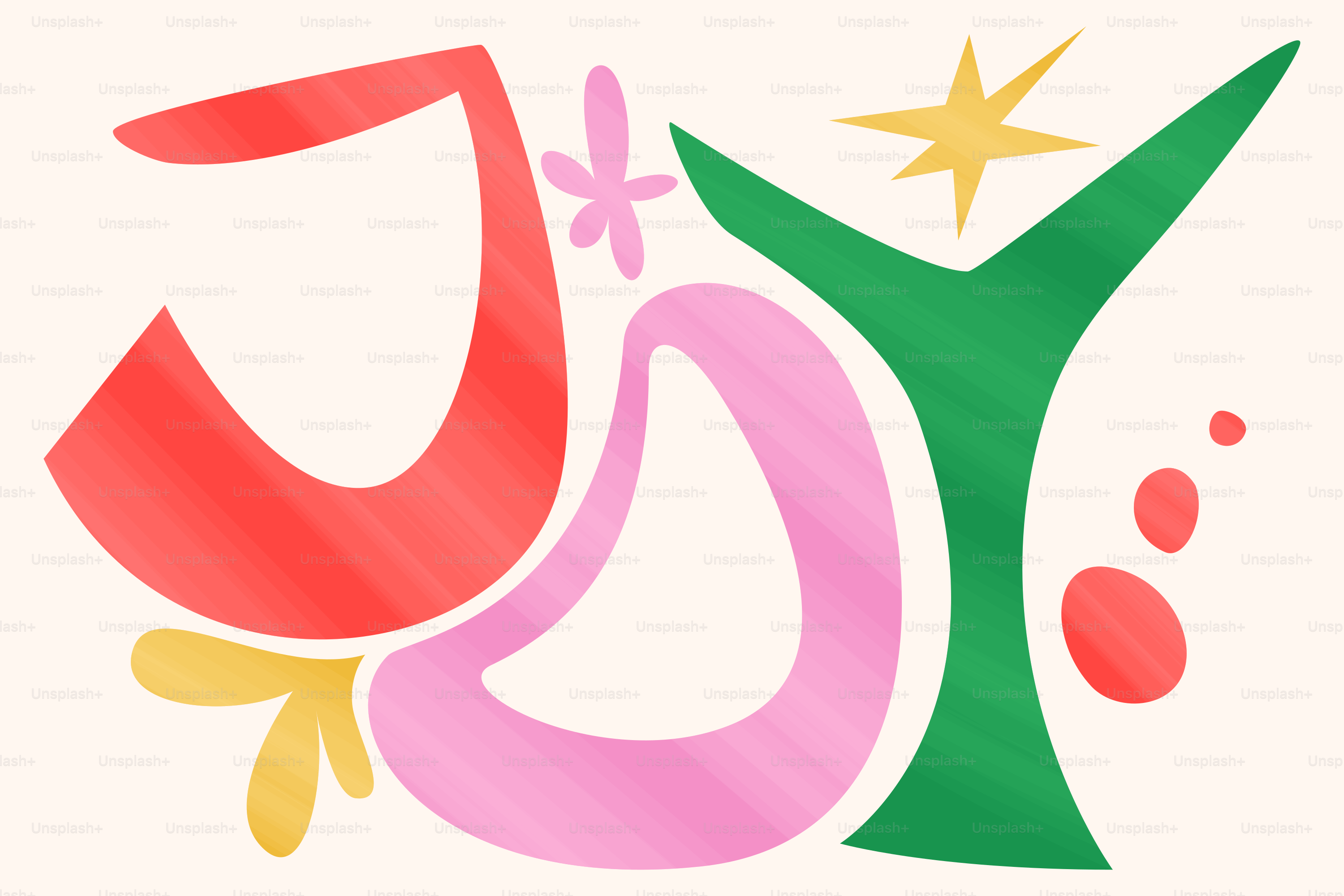 Écrit joyeusement dans un style coloré et abstrait.