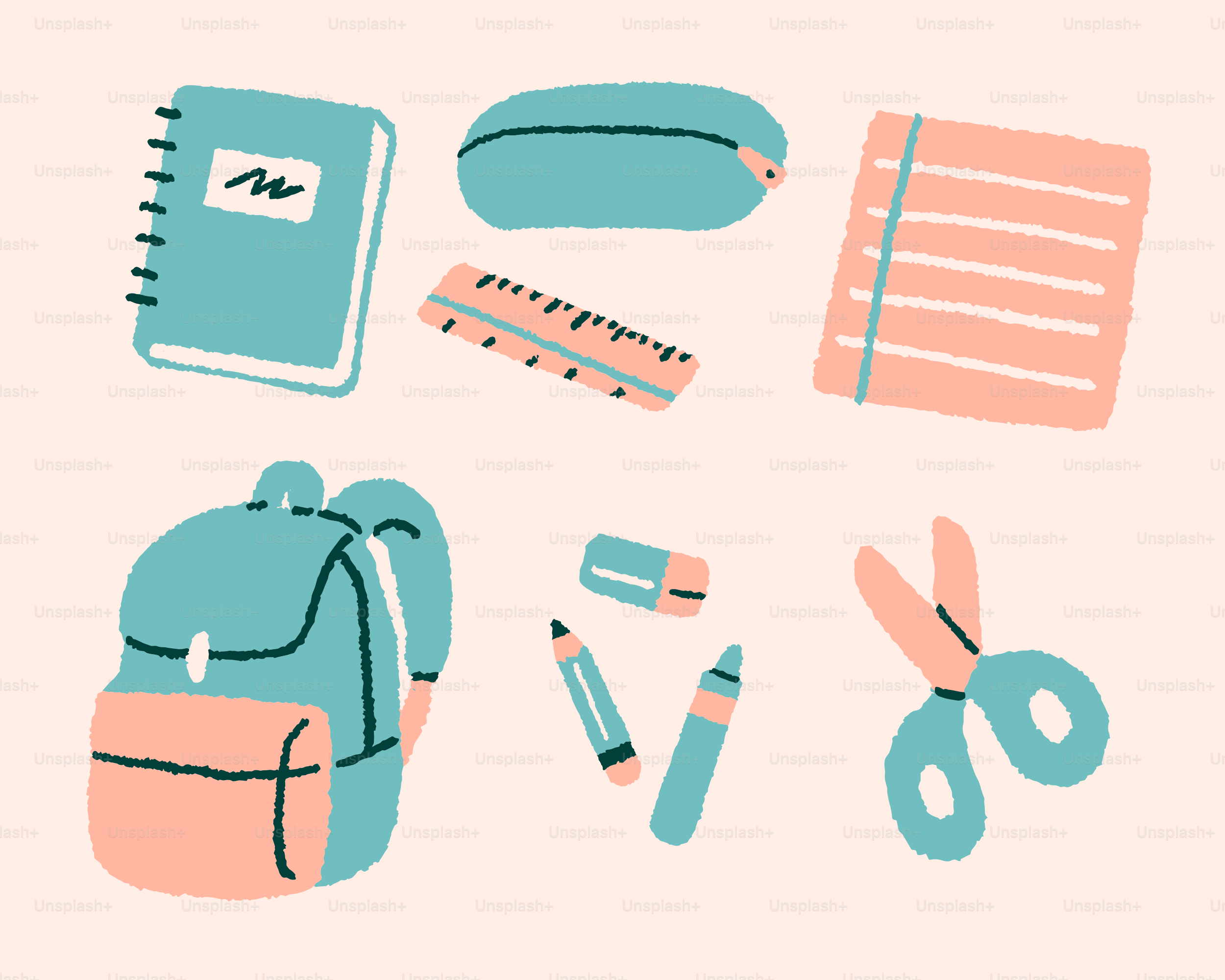 School supplies and accessories are ready for use.