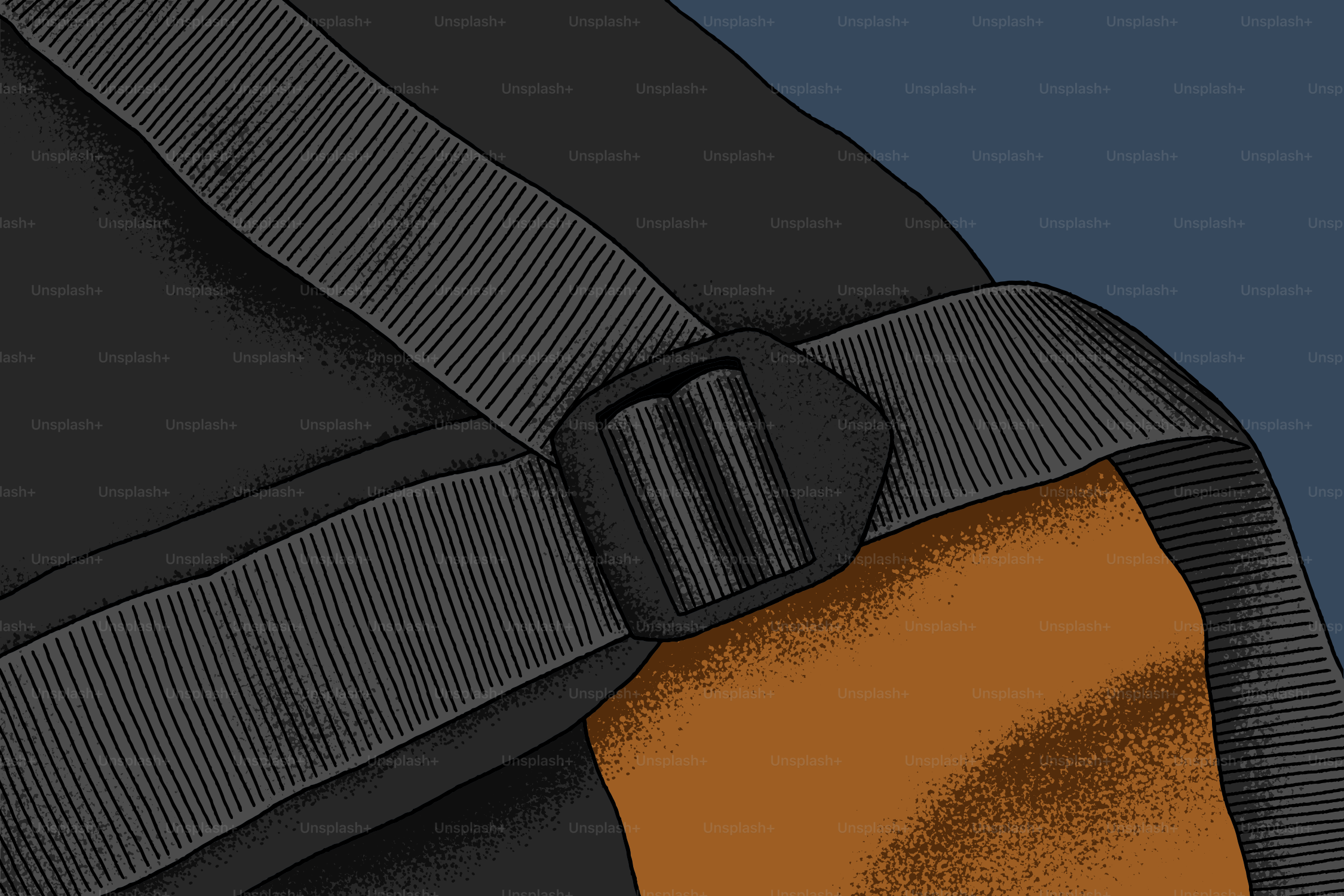 검은색 스트랩이 가방 옆면에 연결되어 있습니다.