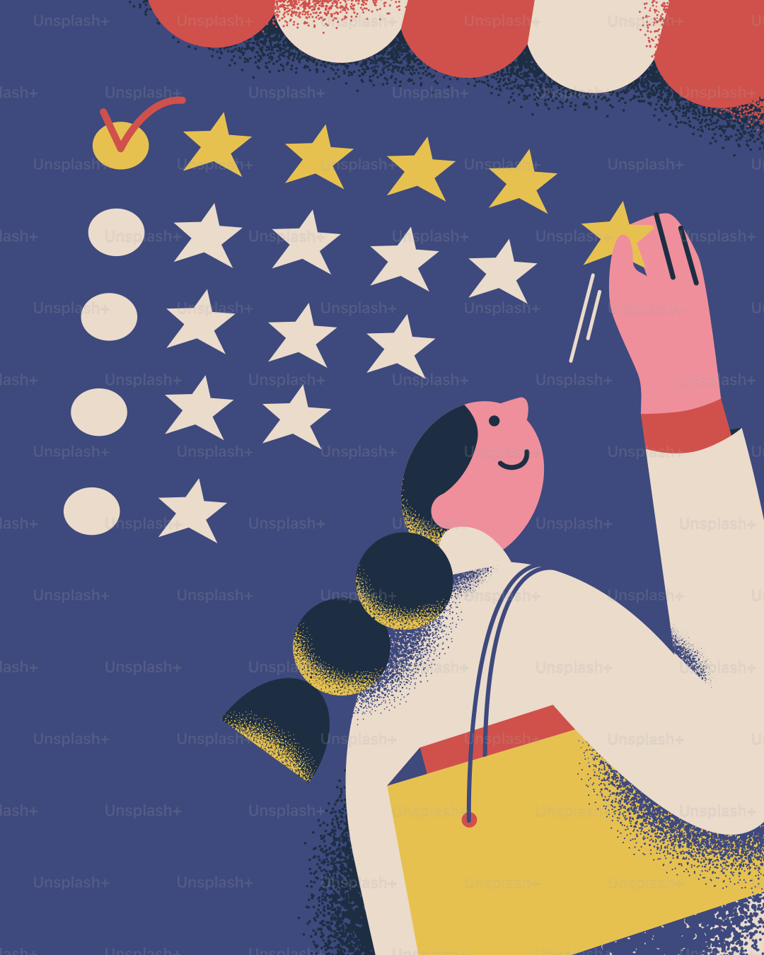 A person gives a five-star review.