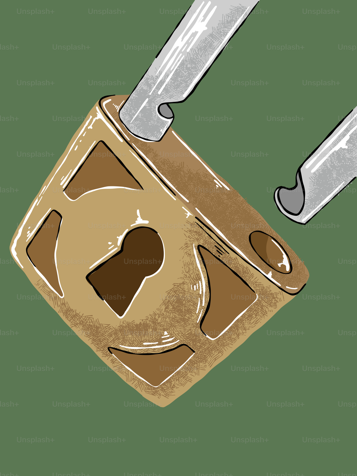 Fechadura sendo arrombada com dois arrombadores.