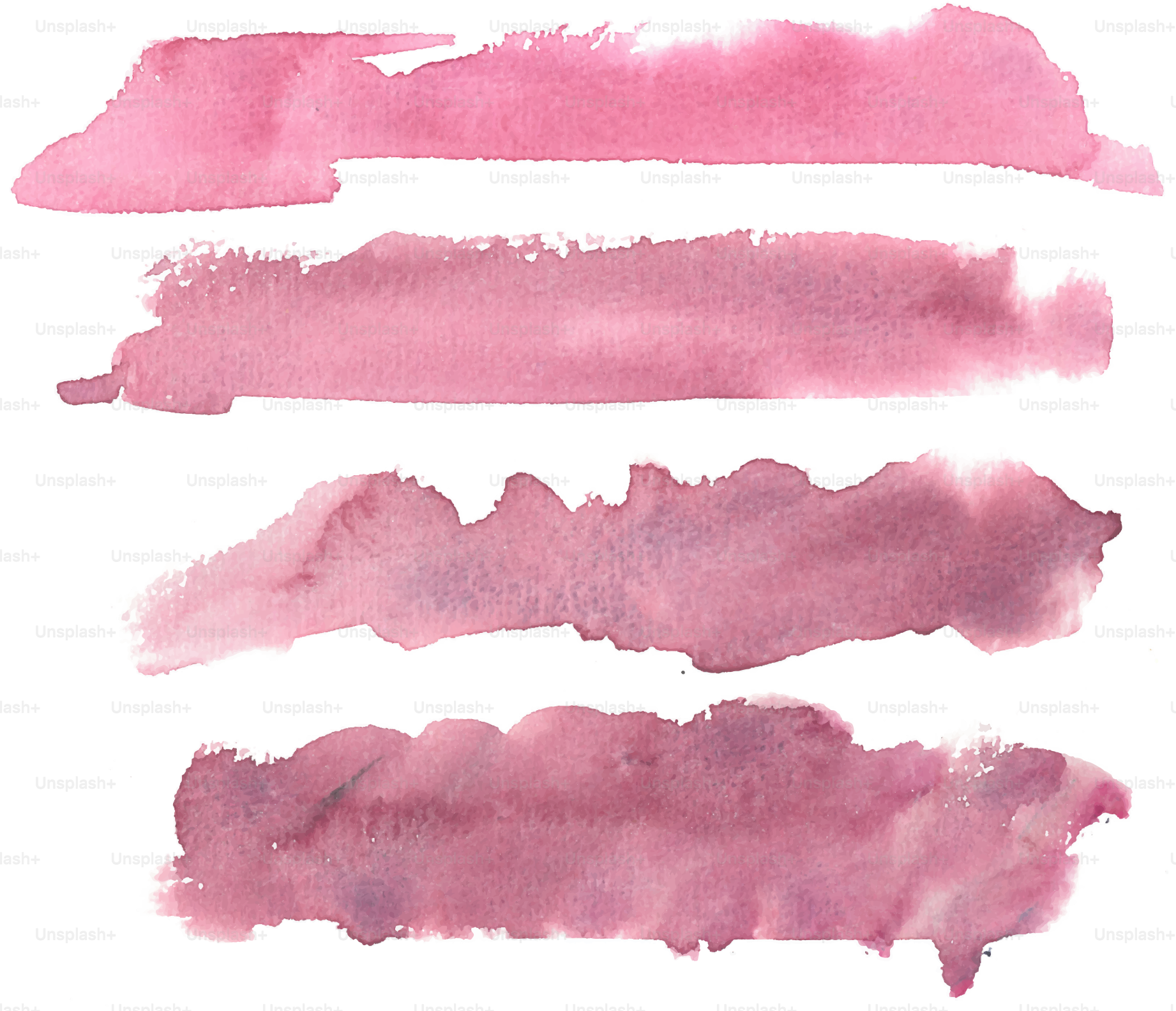 Pink watercolor brush strokes on white.