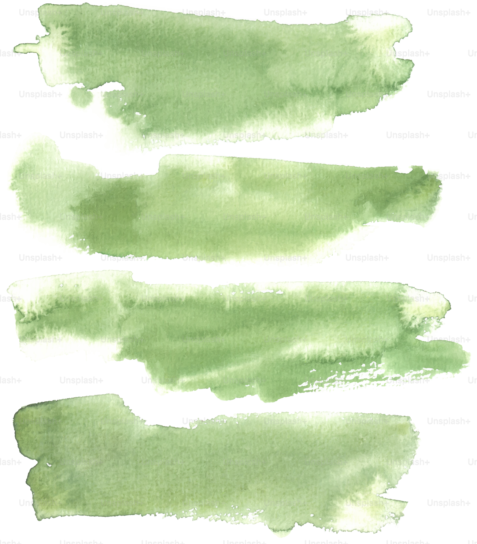 Here's a caption: green watercolor brushstrokes on a white background.