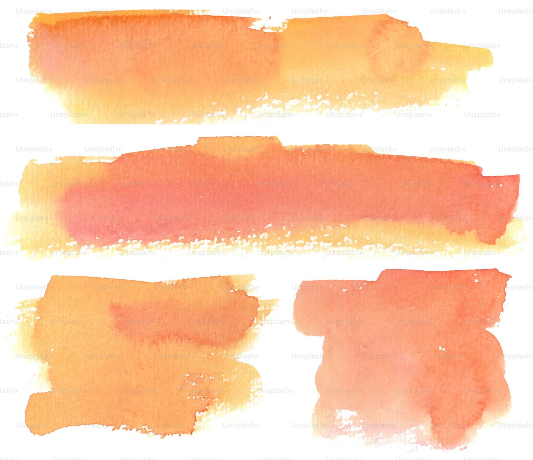 Watercolor brushstrokes in shades of orange and peach.