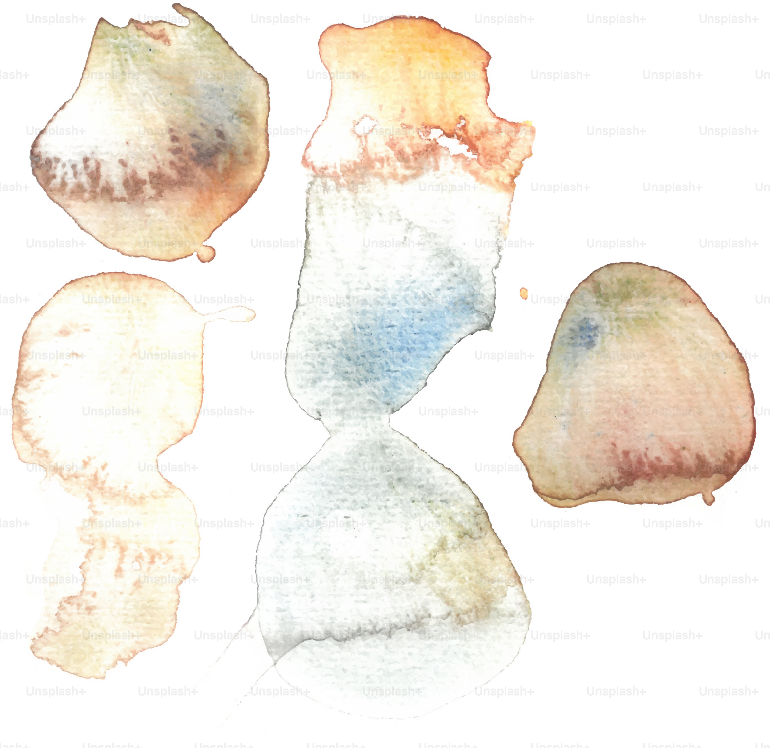 Watercolor illustration of abstract, organic shapes.