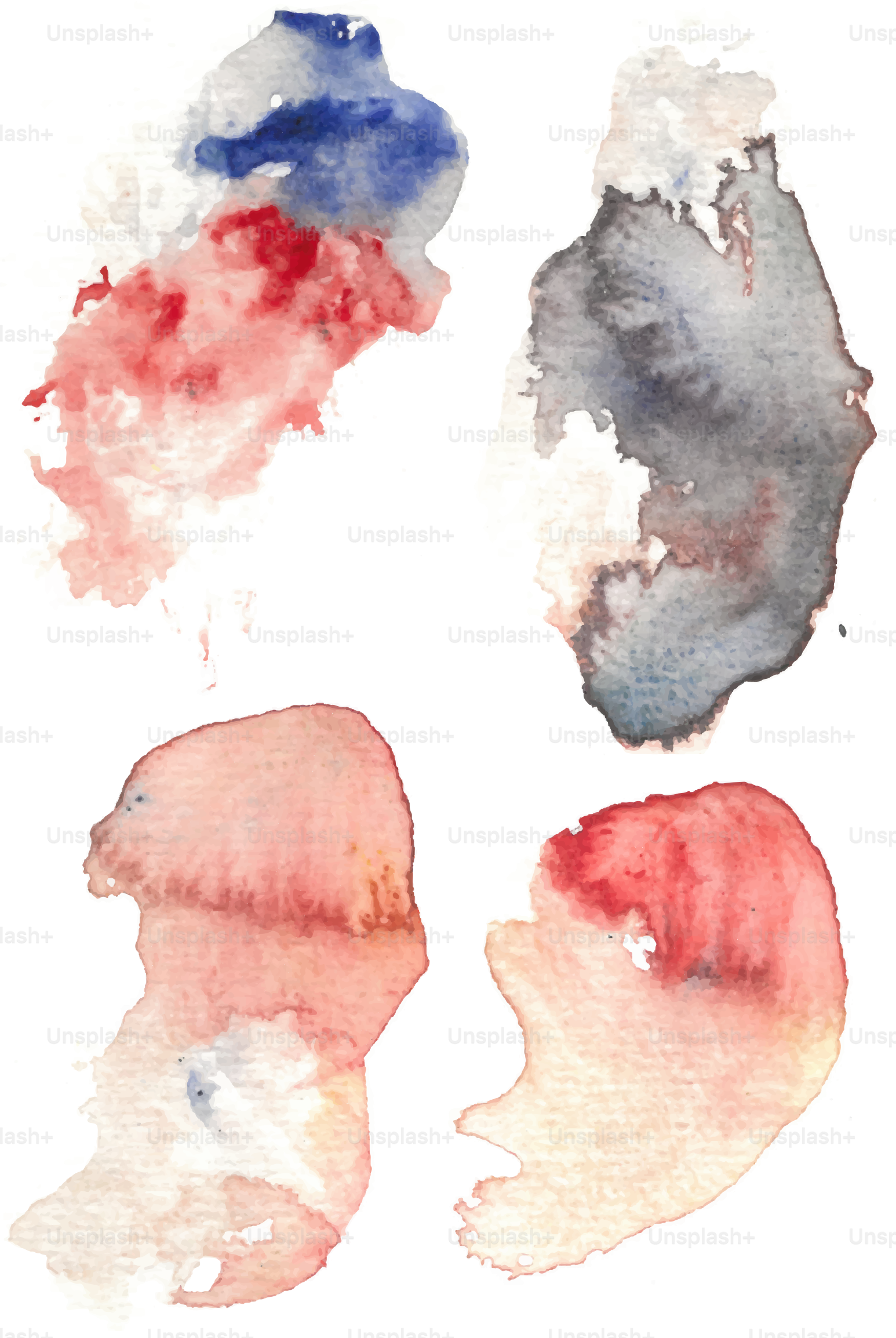 Watercolor splashes of different colors