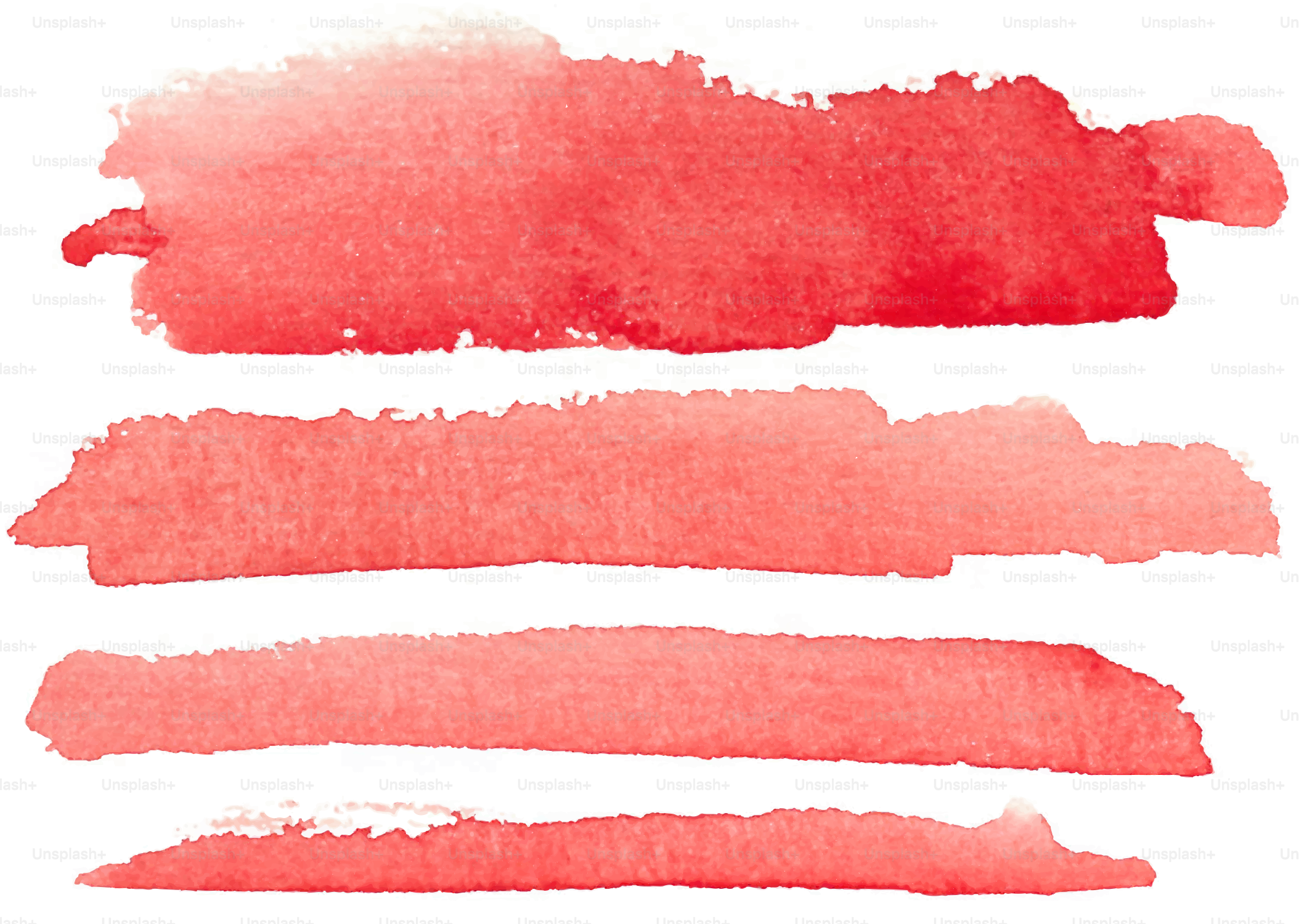 Rote Aquarellpinselstriche werden auf Weiß geschichtet.