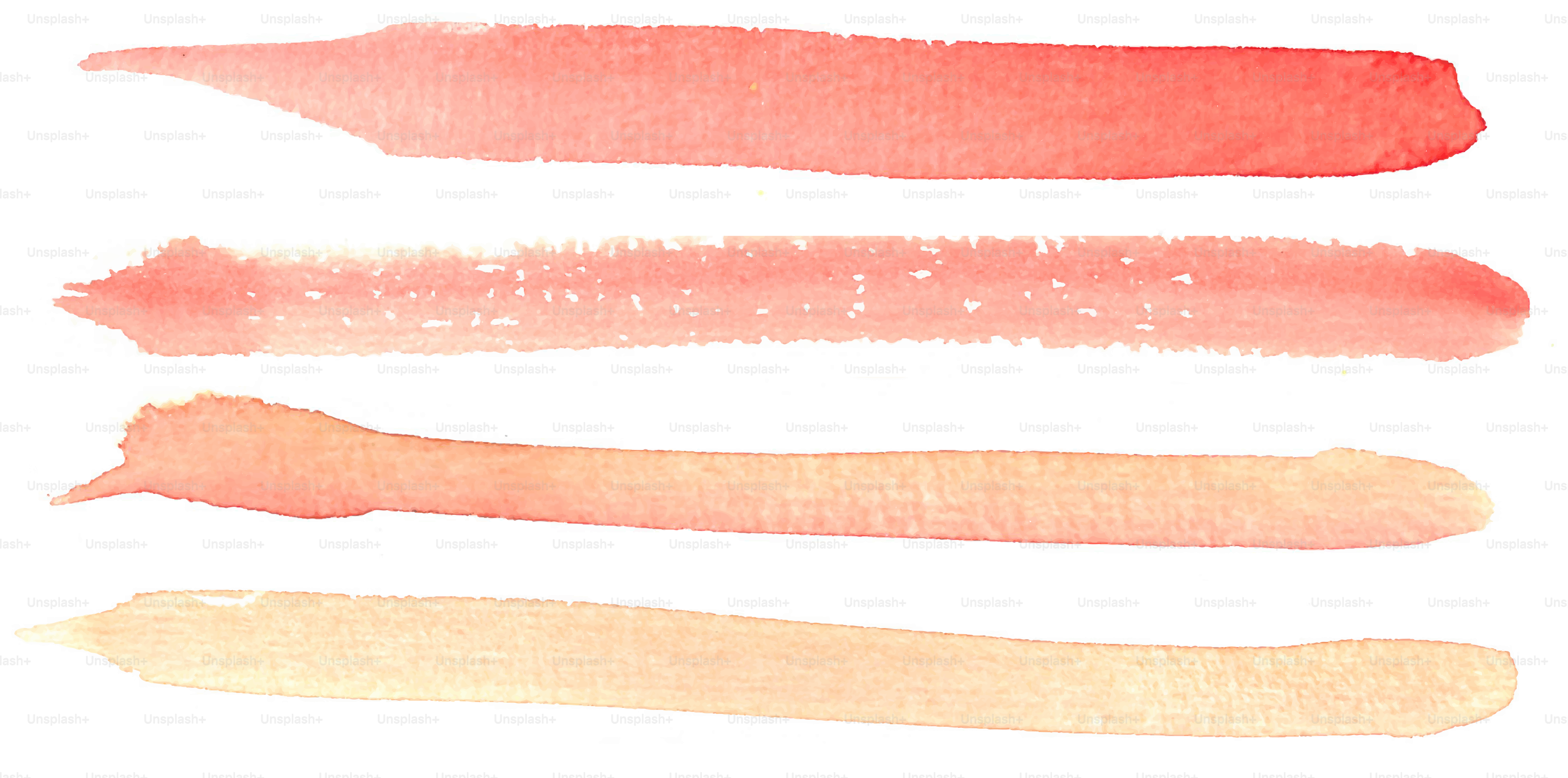 Four peach-colored watercolor brush strokes.