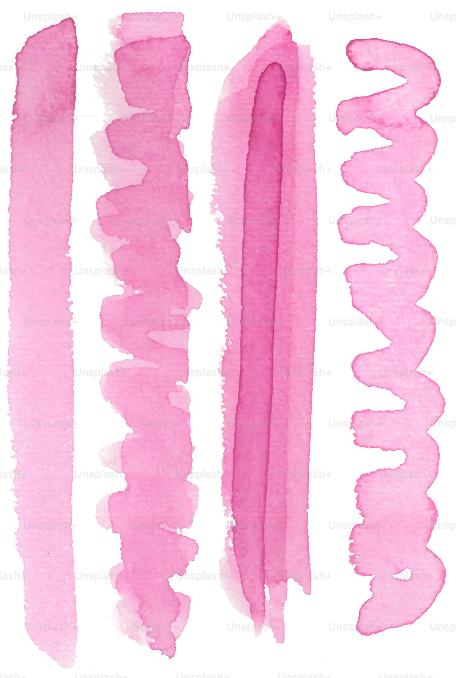 Pink watercolor brush strokes on white background.