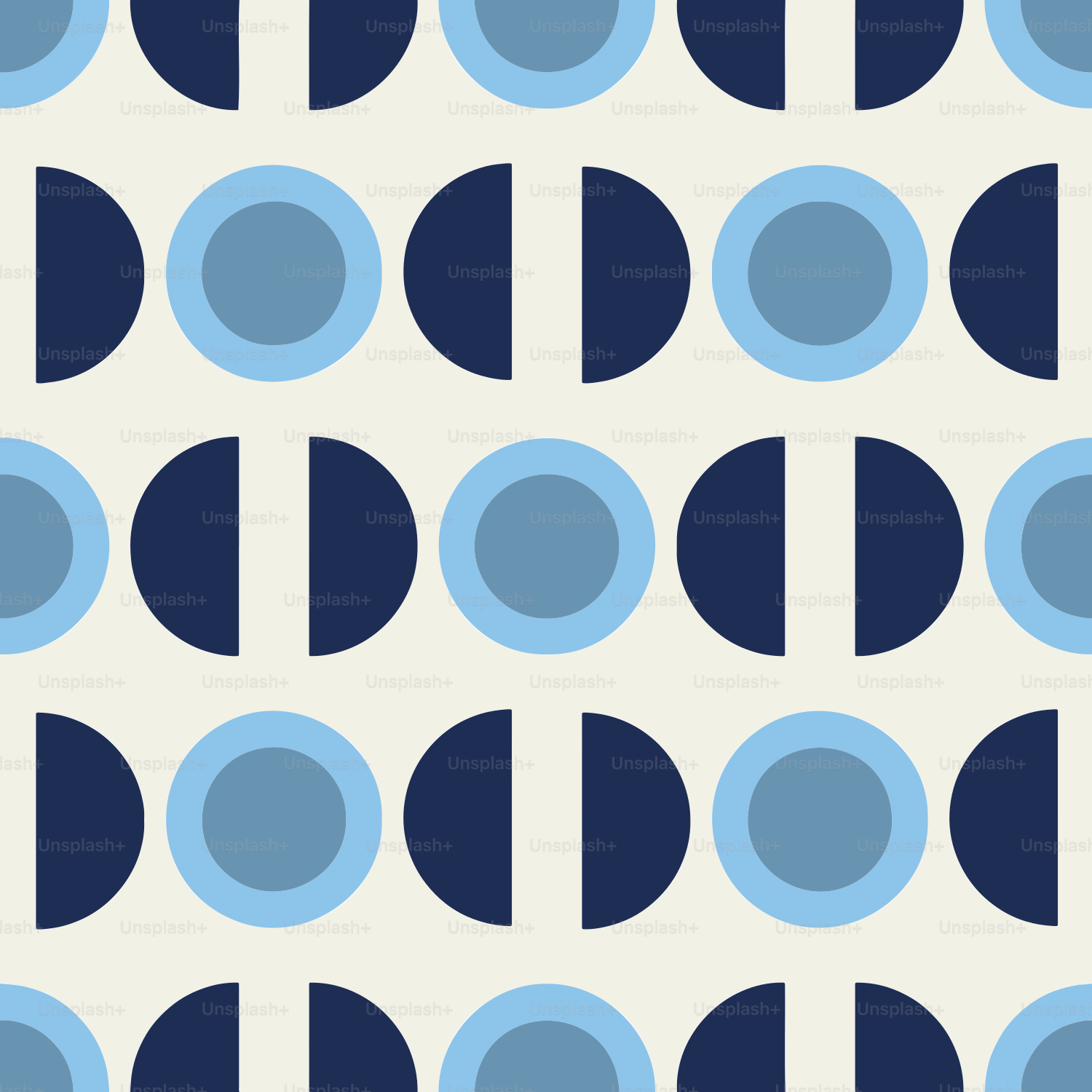 Geometrisches Muster aus blauen Kreisen und Halbkreisen.