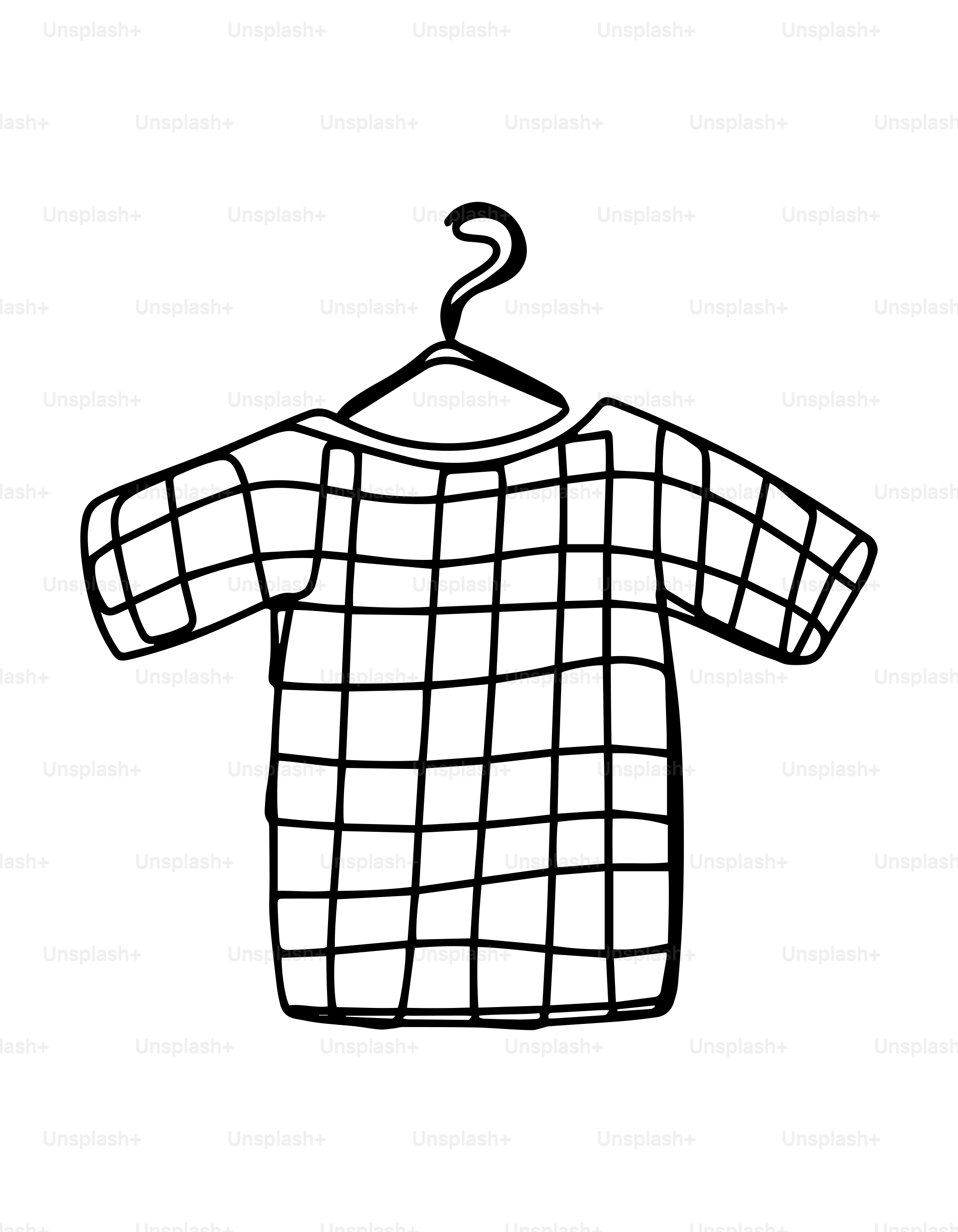 A plaid shirt is hanging on a hanger.