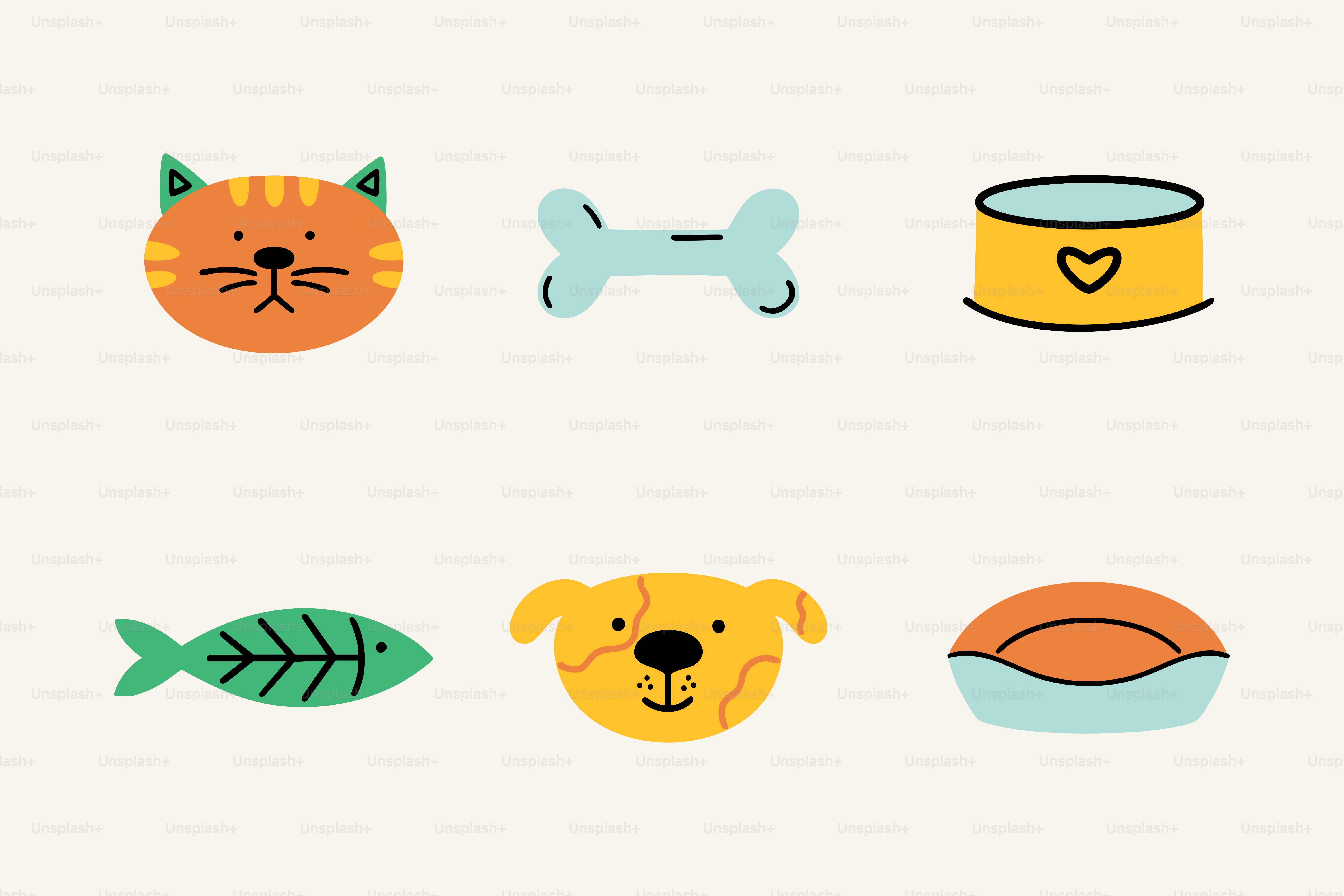 Pets, food, and a pet bed.