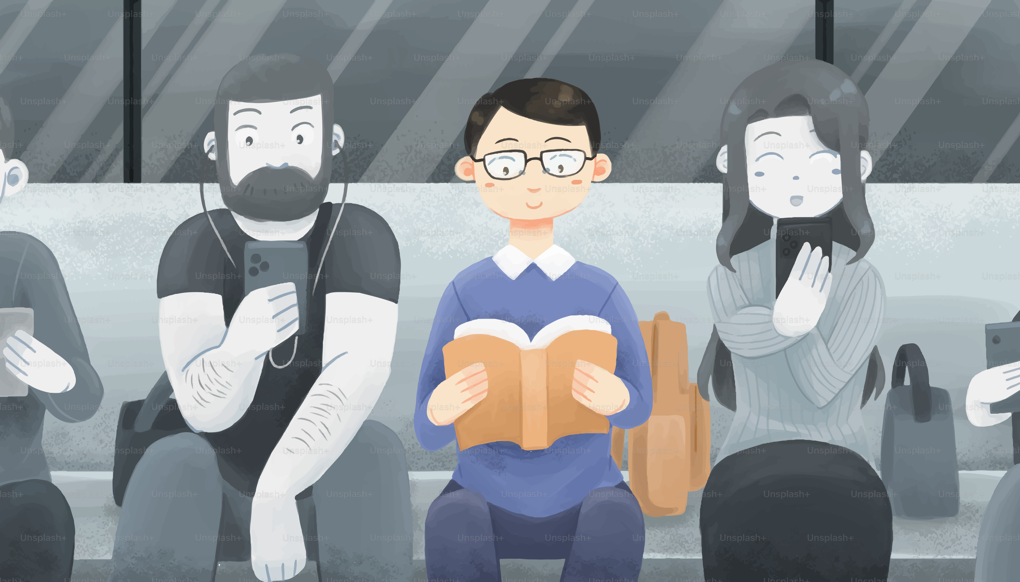 A man reads a book, unplugged from technology.