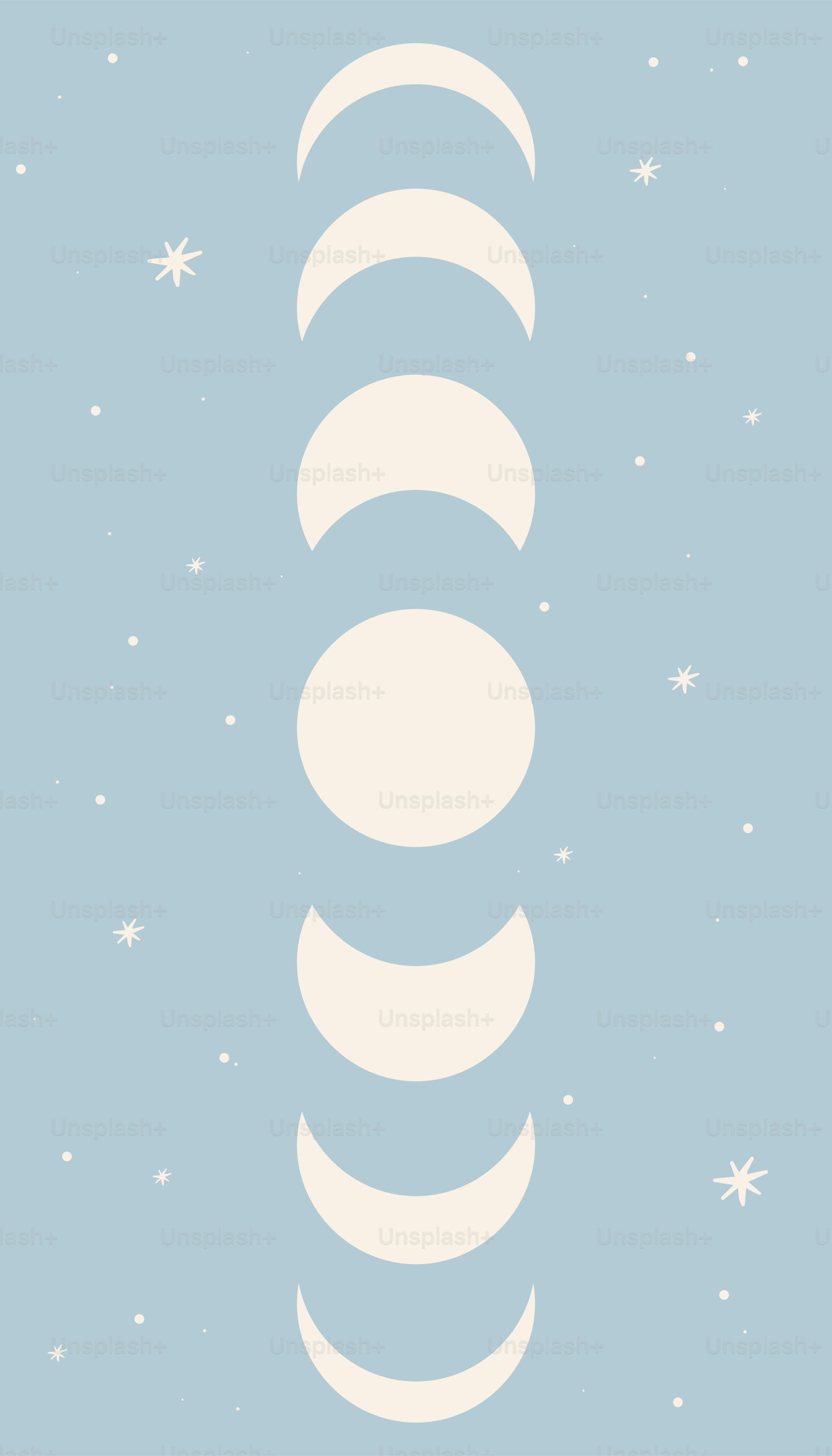 As fases da lua em uma ilustração celestial.