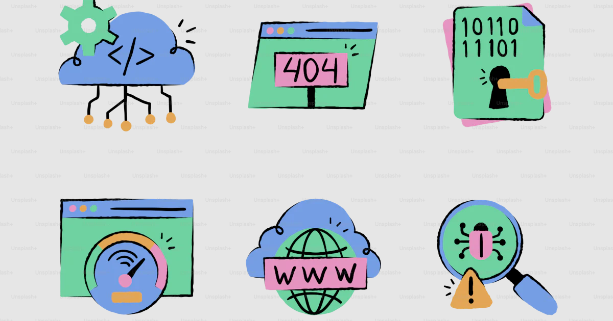Website development icons and symbols are shown. vector – Technology ...
