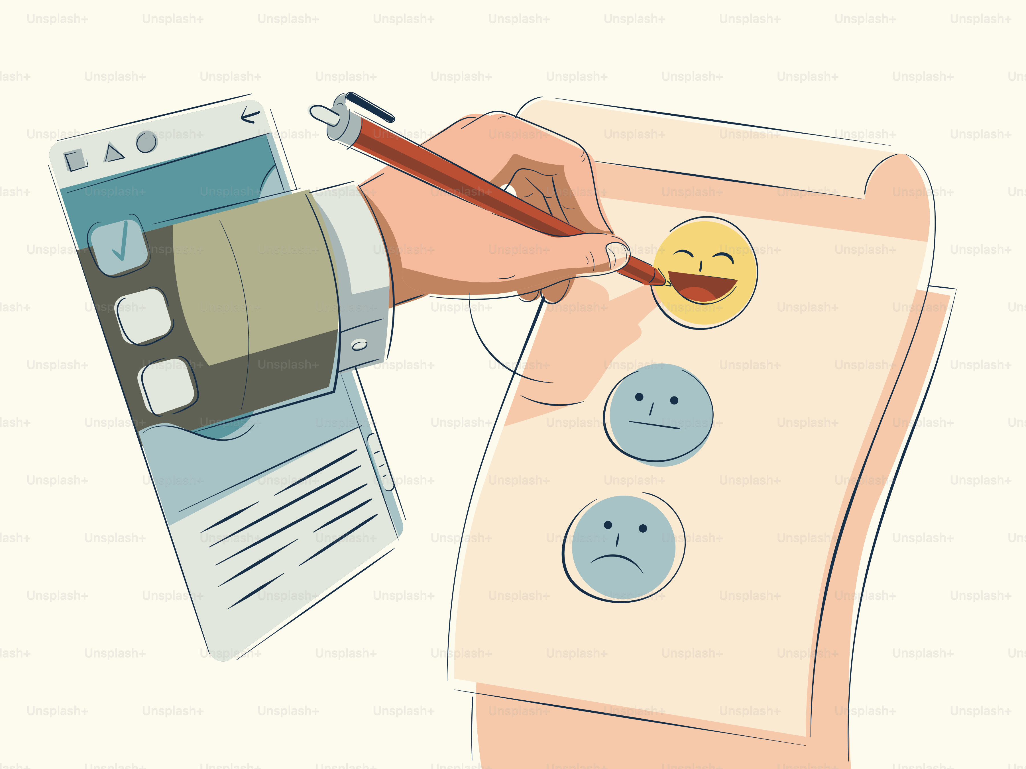 Compilare un sondaggio con emoji felici.