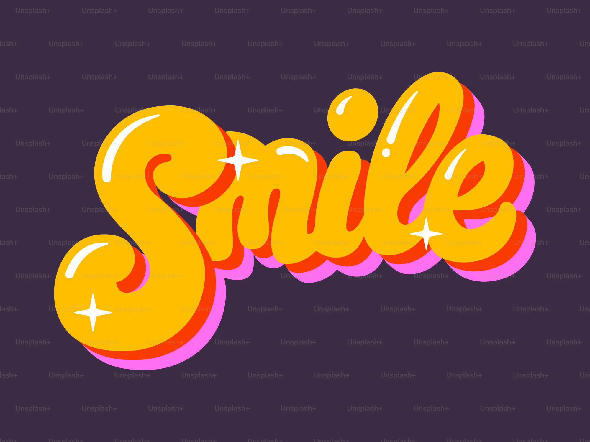 La parola "sorriso" è disegnata in un carattere colorato.