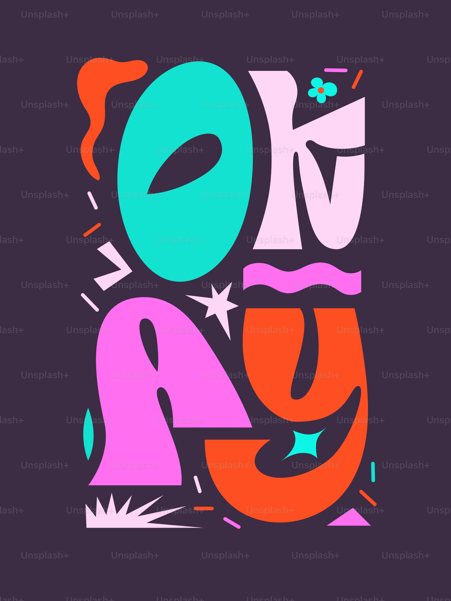 This is a colorful, abstract illustration of "okay."