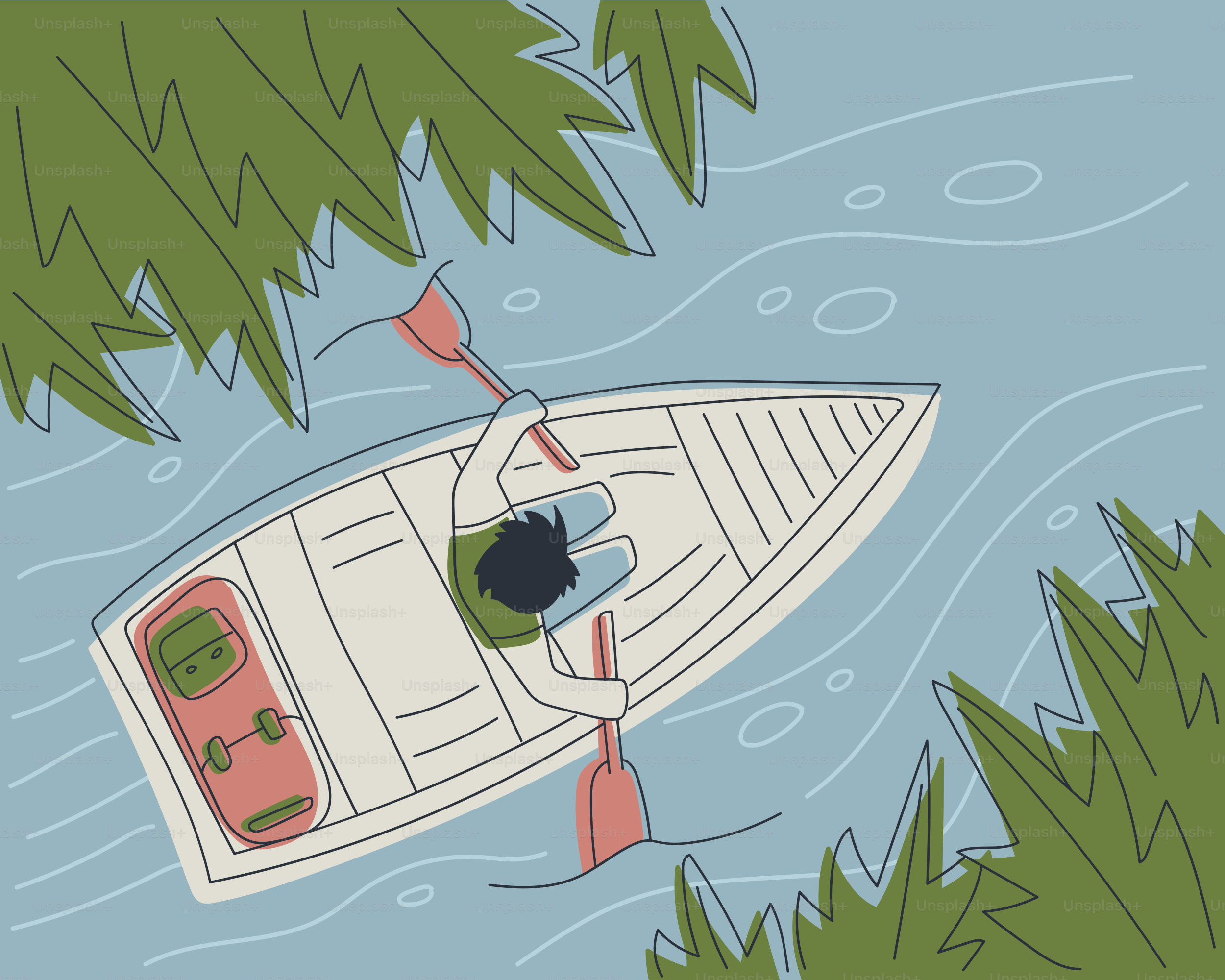 A person is rowing a boat on water.