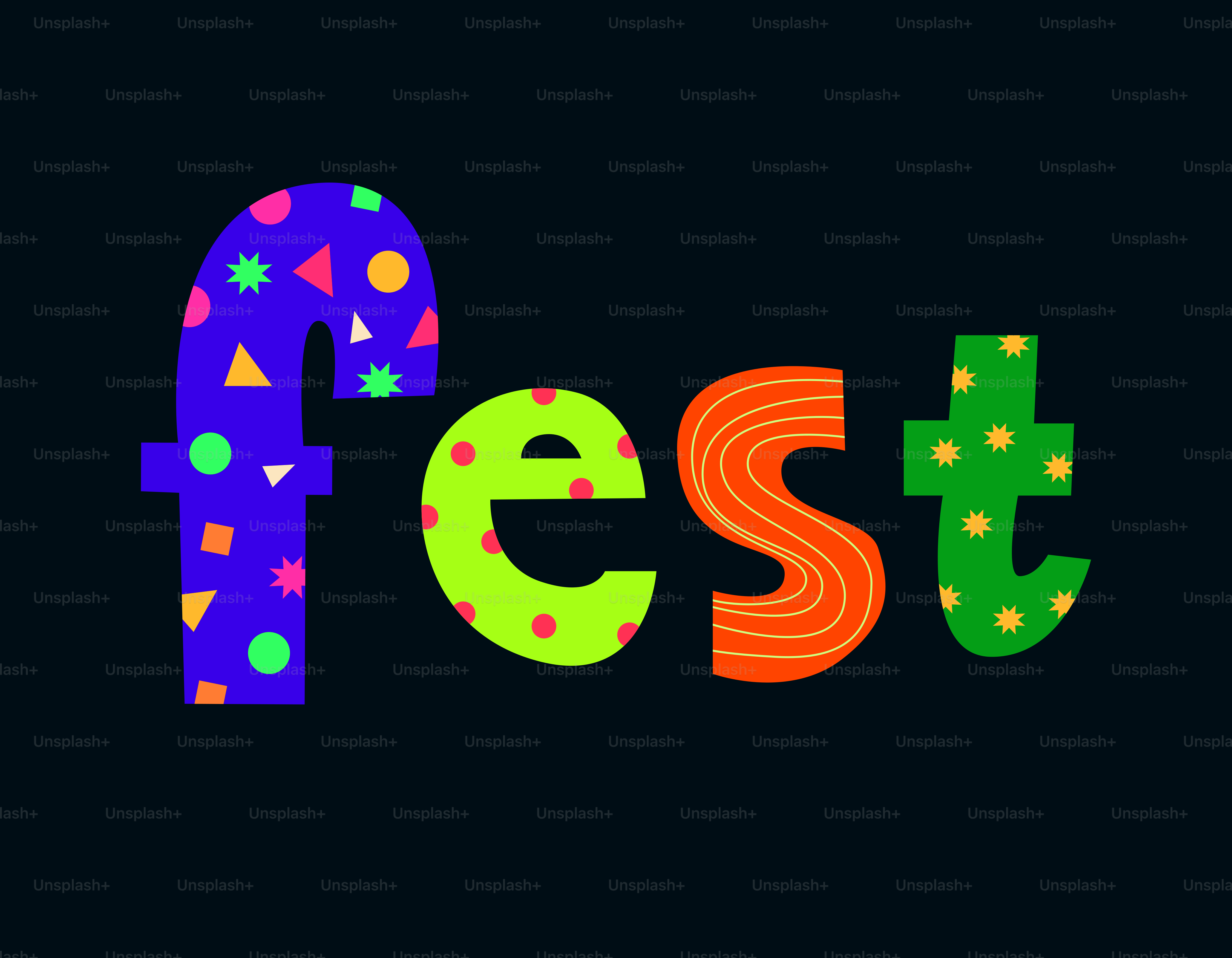 The image says "fest" in colorful lettering.