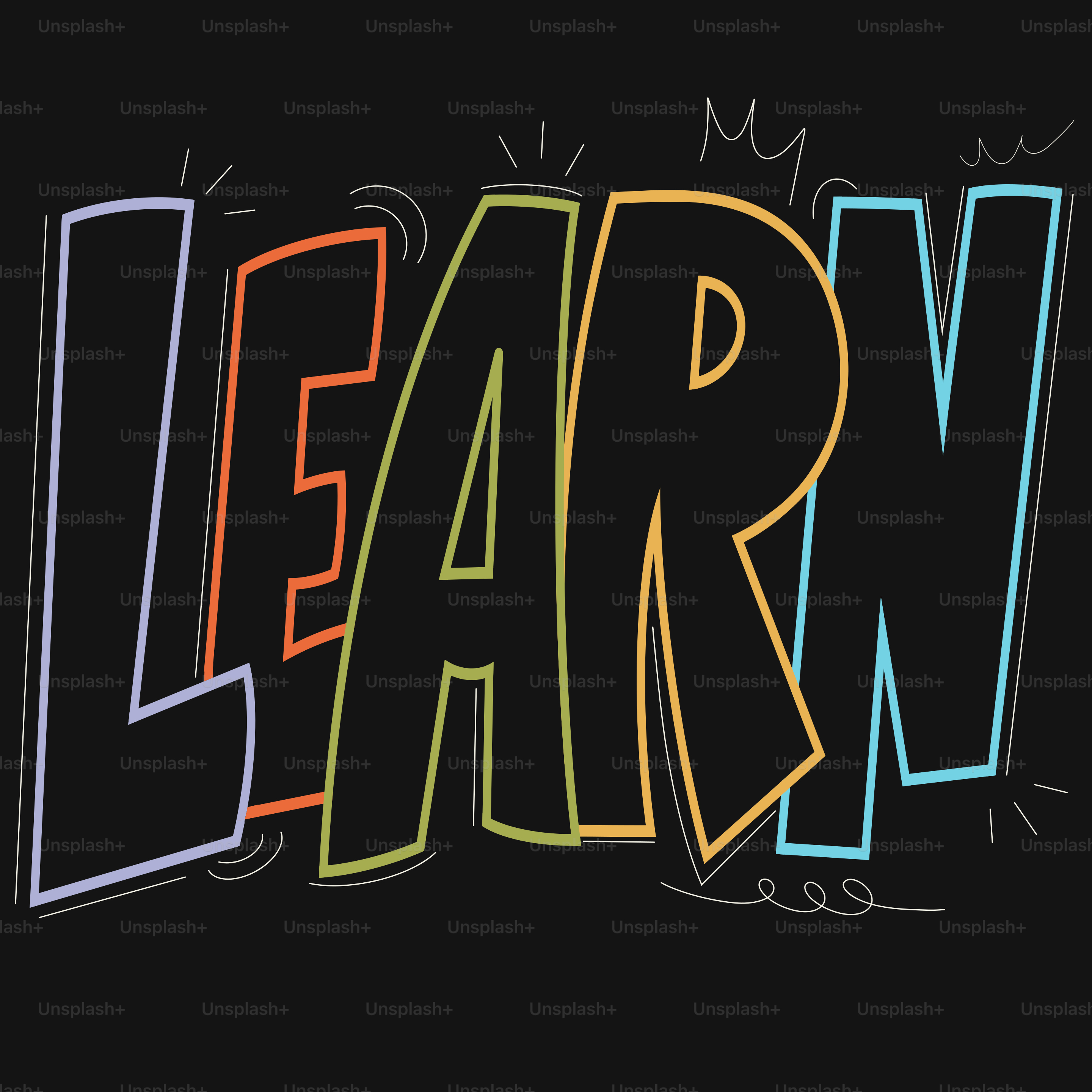 Auf dem Bild steht in bunten Blockbuchstaben "learn".