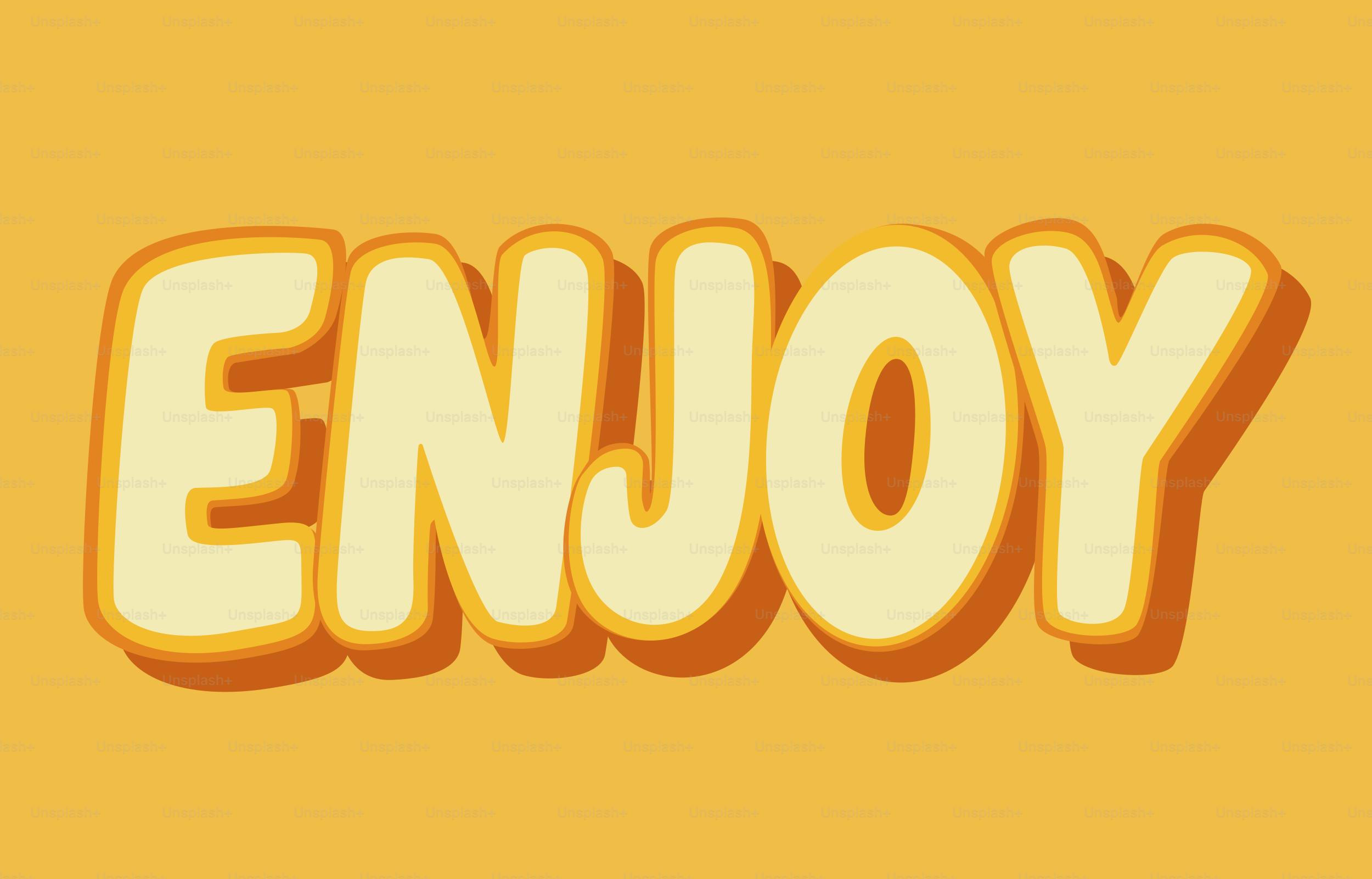 The word "enjoy" is displayed on a yellow background.