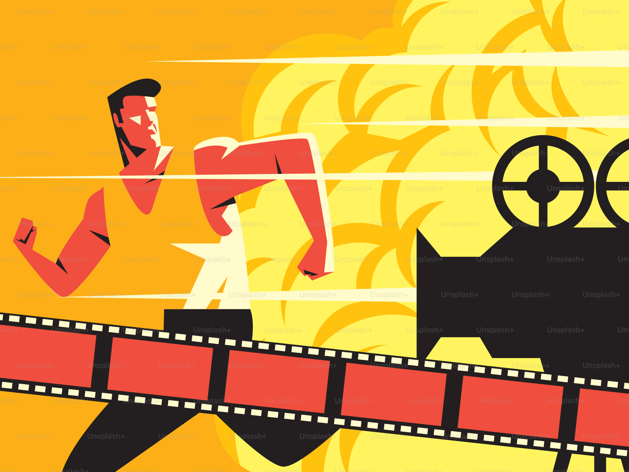 Action movie scene in progress: a man runs.