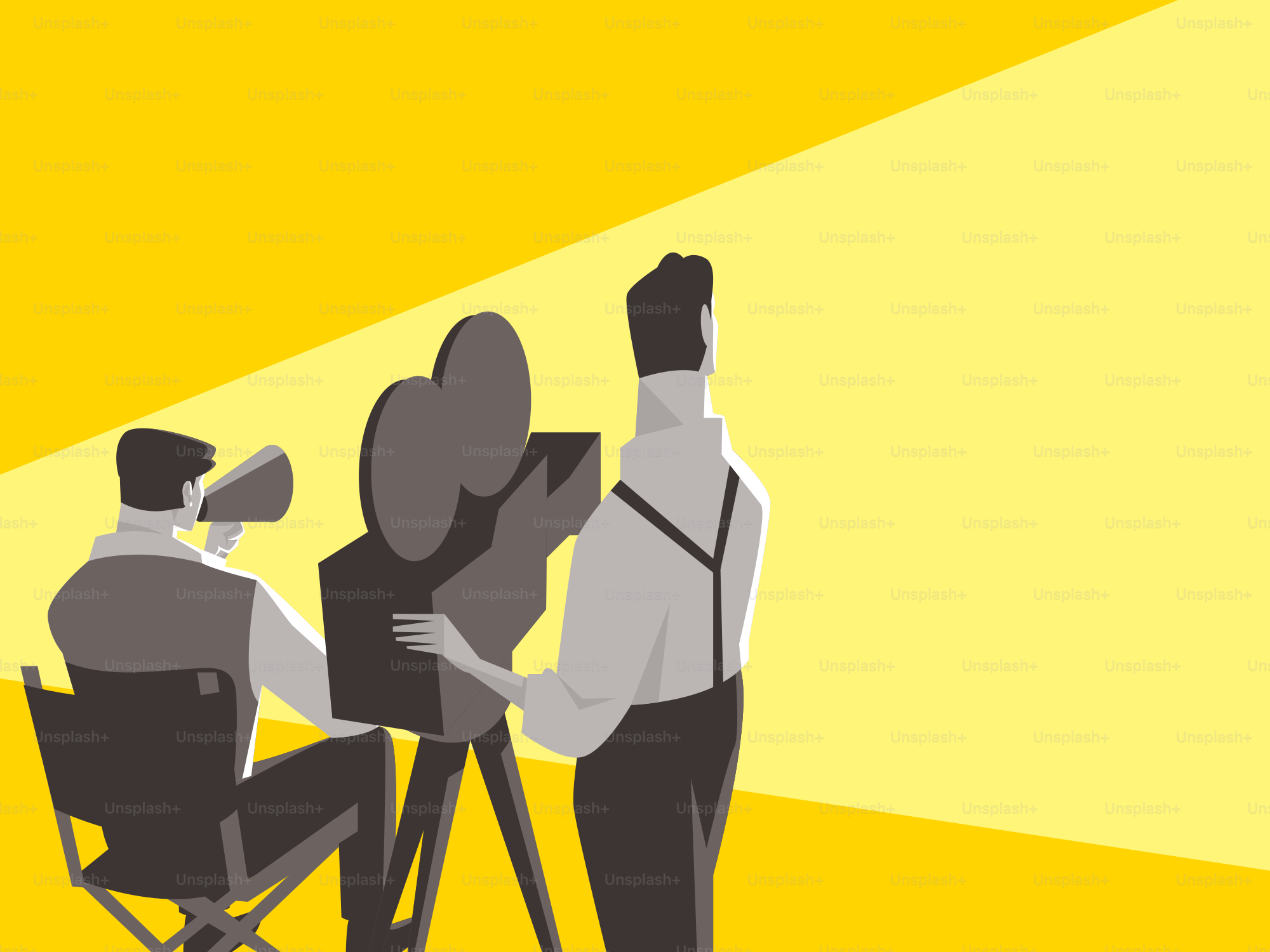 Filmmakers are working on a movie set.