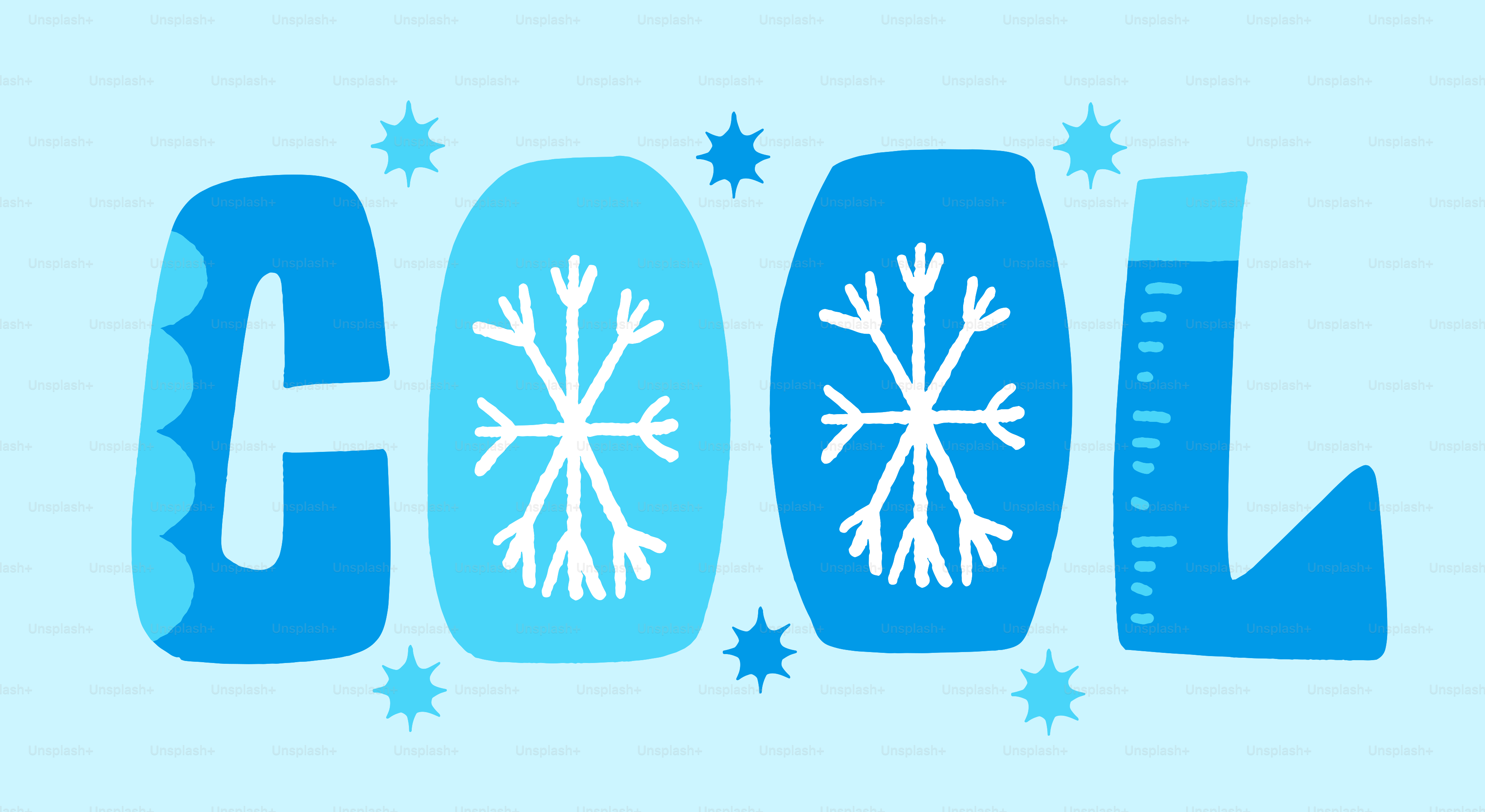 Das Wort "cool" wird mit Schneeflocken stilisiert.