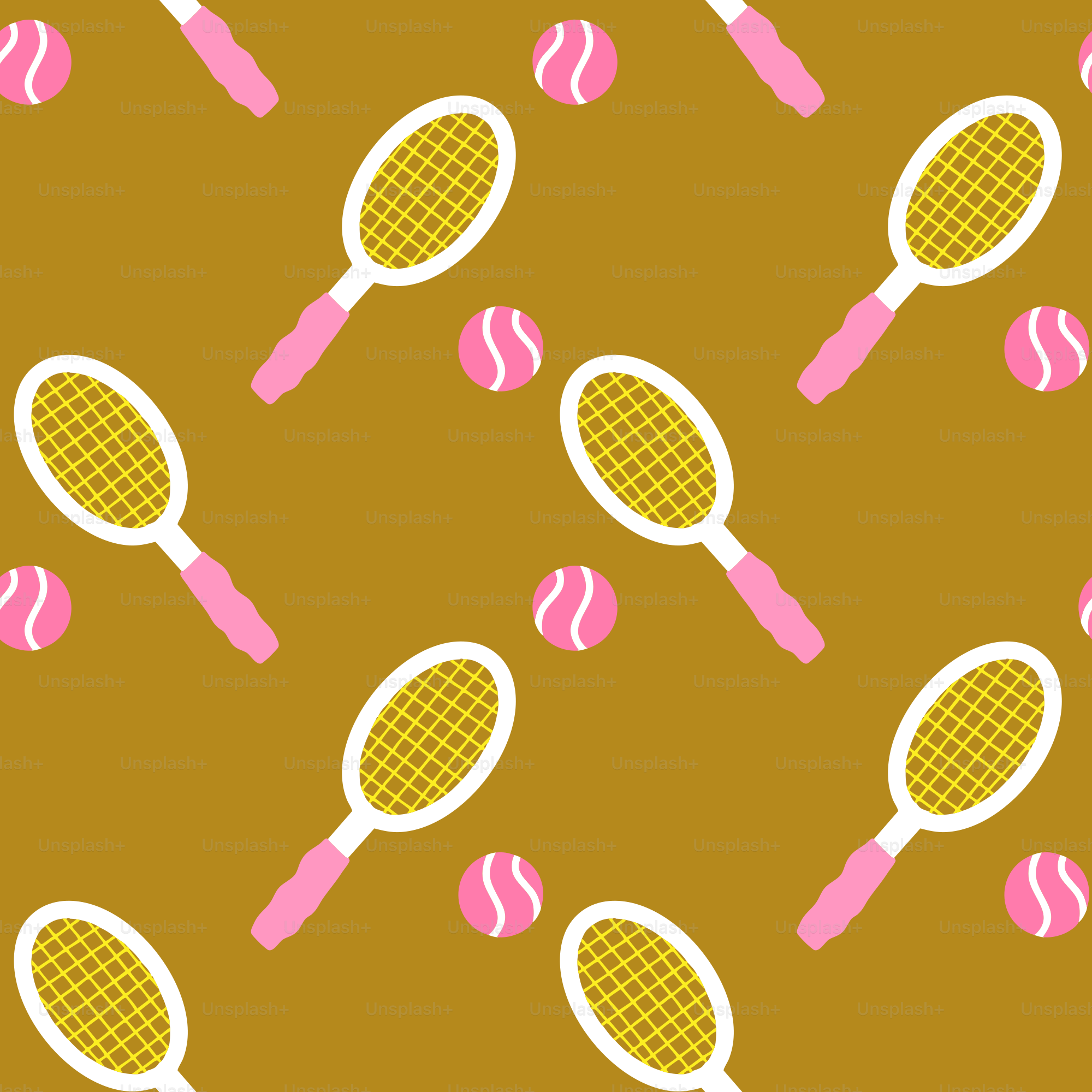 Tennis rackets and balls form a repeating pattern.