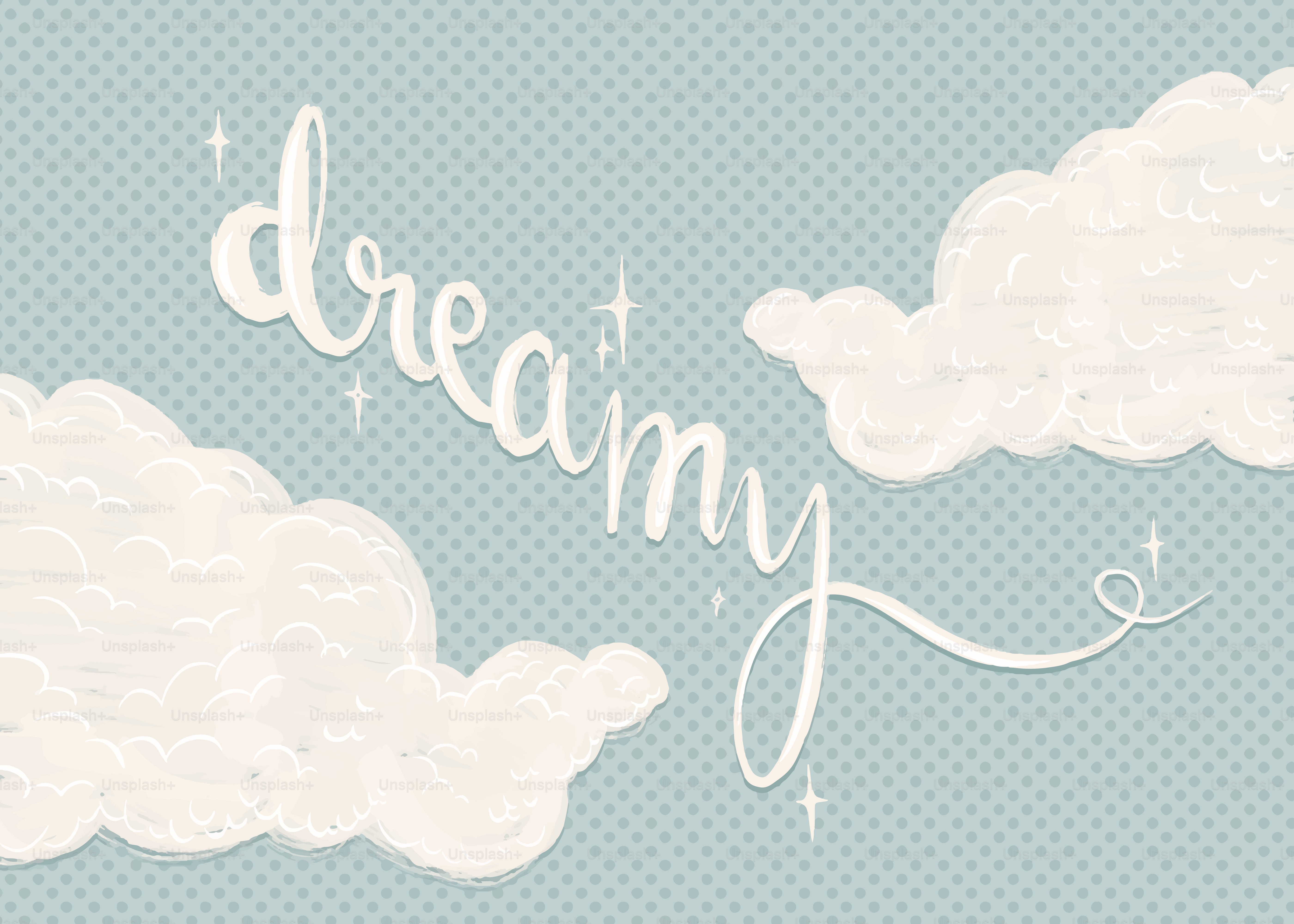 Un design da sogno con nuvole e testo.