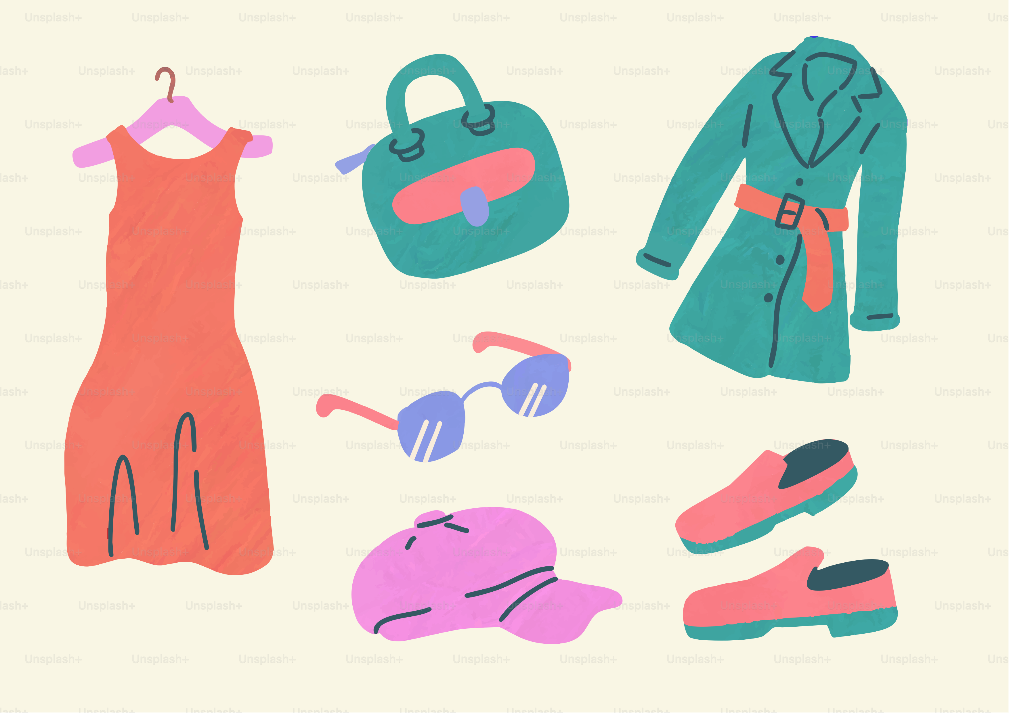 Voici une courte légende : vêtements et accessoires sont affichés sur cette image.