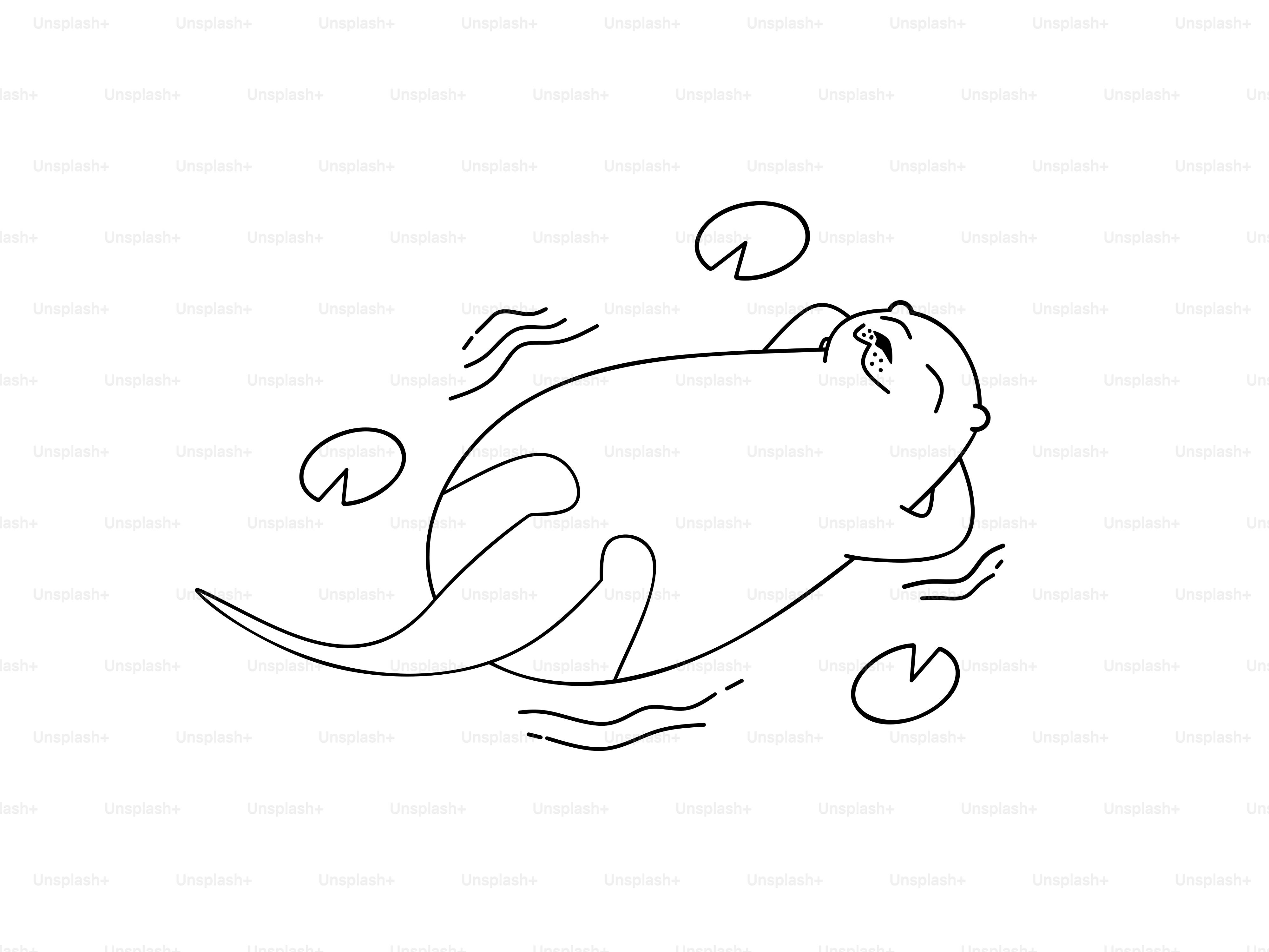 A happy tadpole swims in water with lily pads.