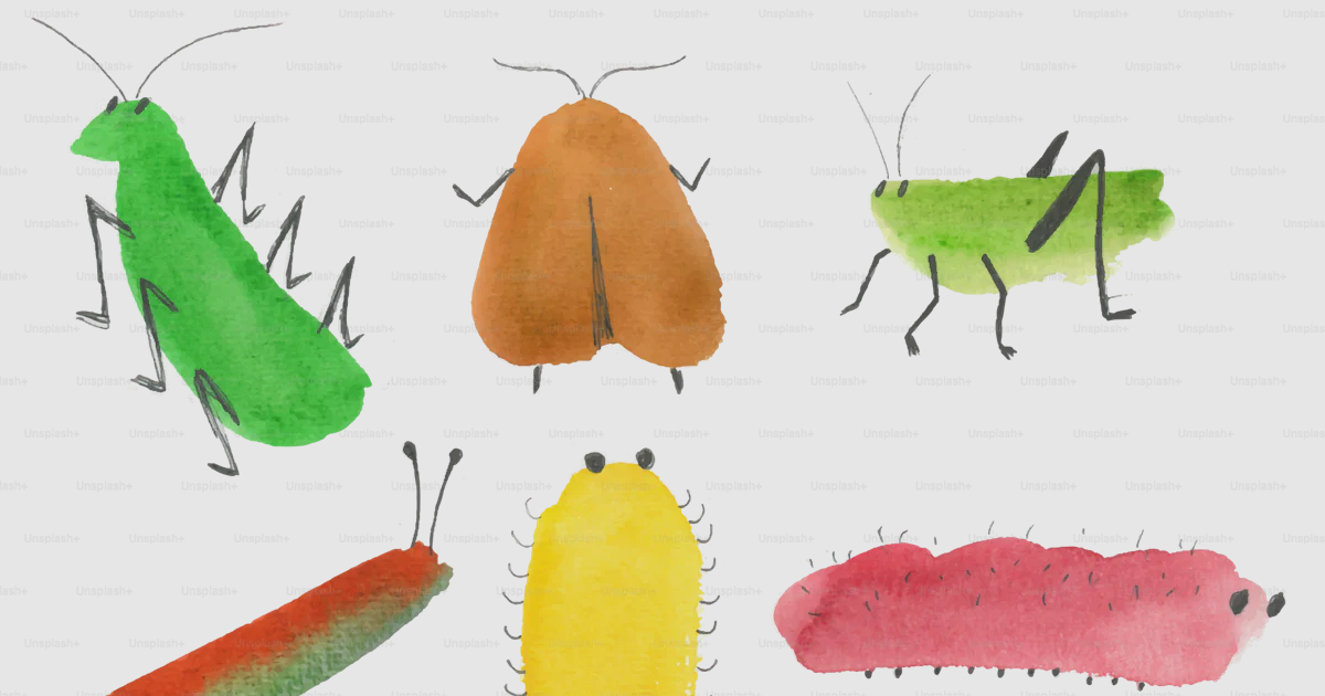 Color Represent Insect Watercolor illustrations of various colorful insects are shown. vector ...