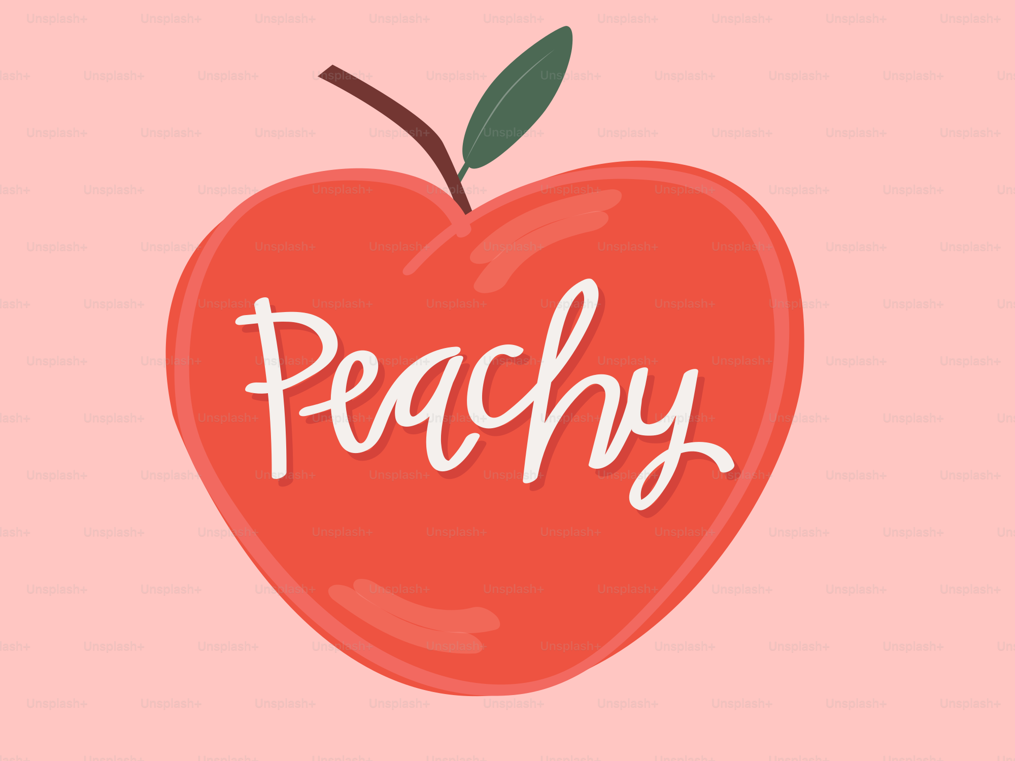 A heart-shaped peach with the word "peachy."